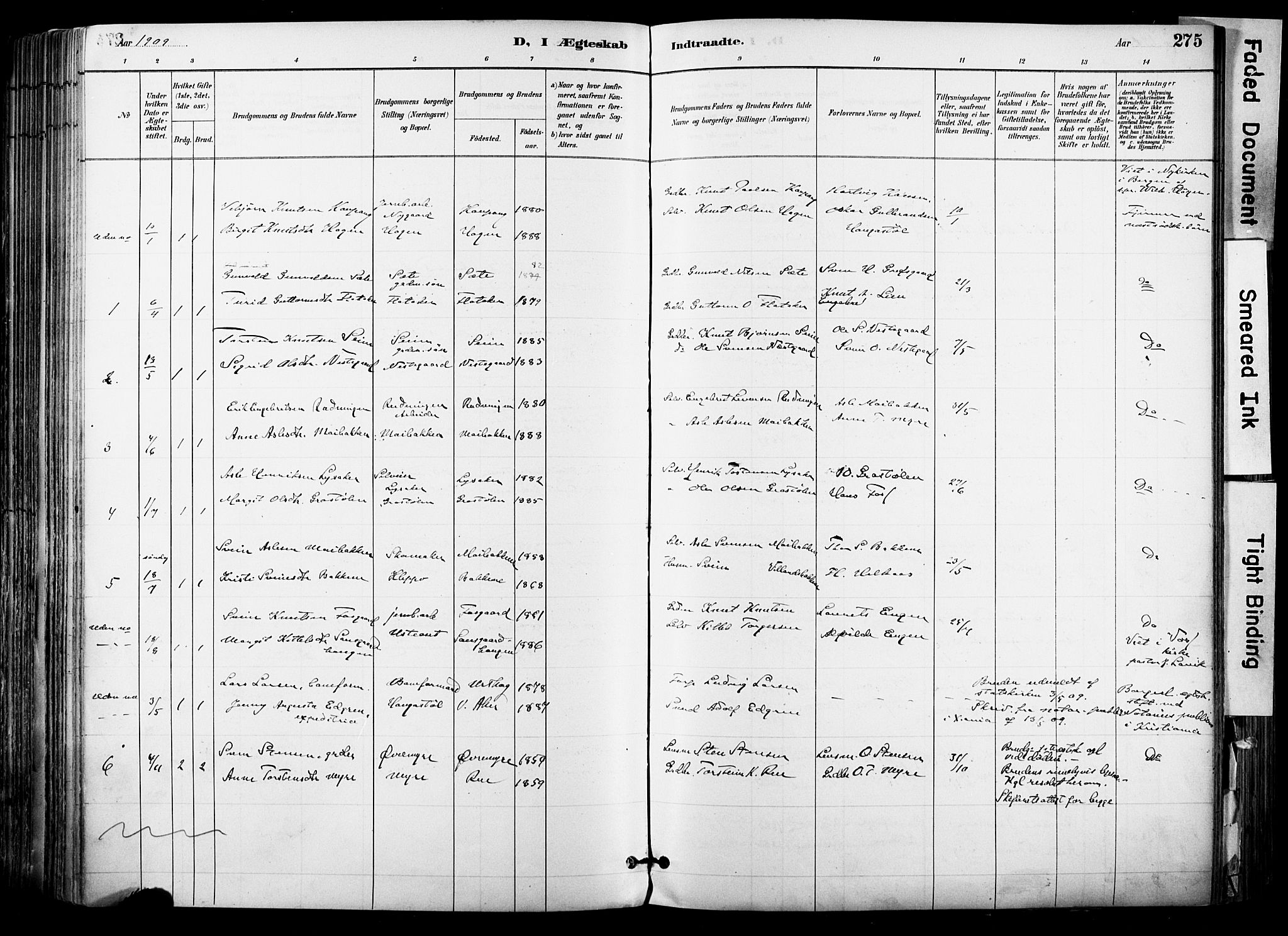 Hol kirkebøker, SAKO/A-227/F/Fa/L0003: Parish register (official) no. I 3, 1887-1918, p. 275
