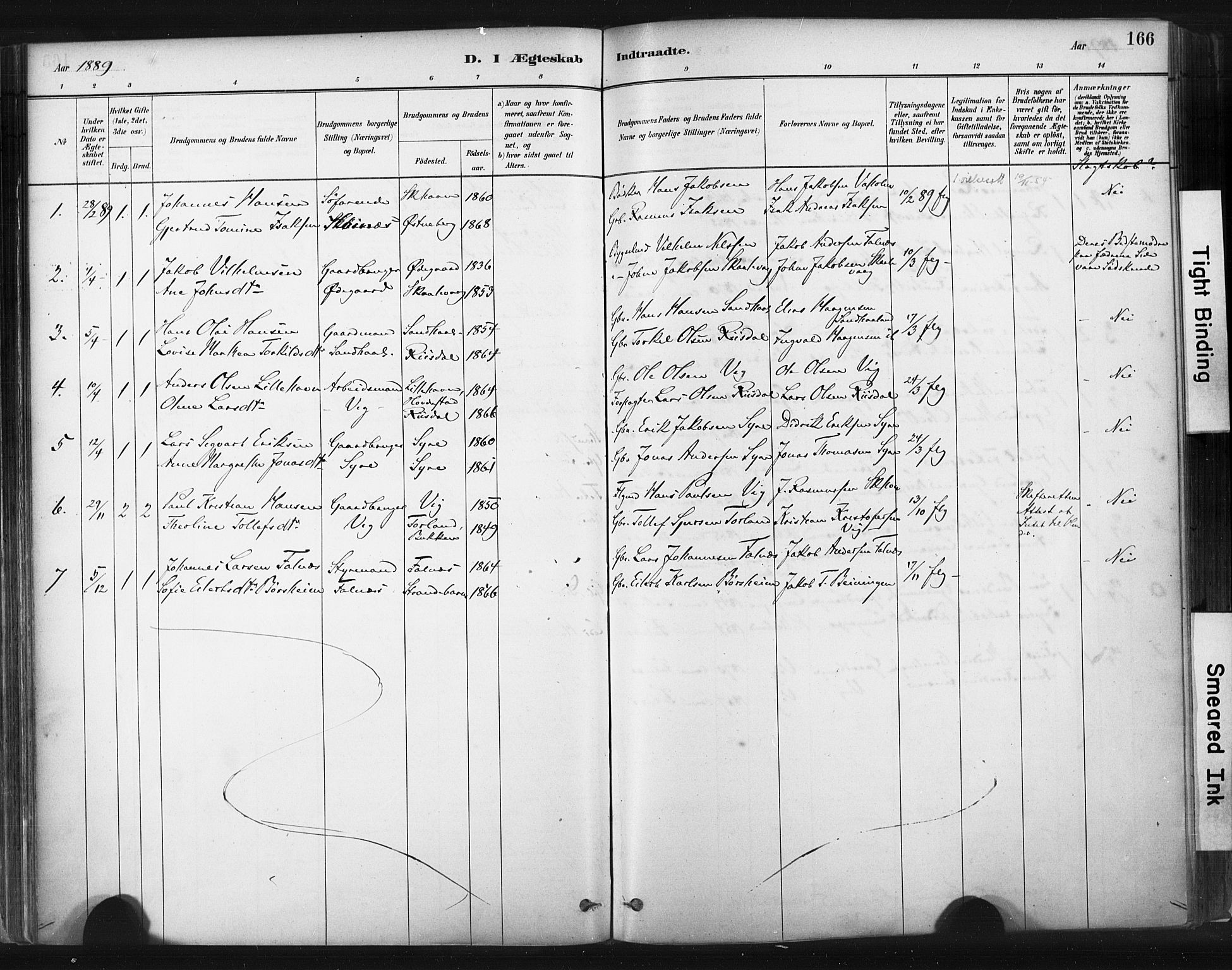 Skudenes sokneprestkontor, SAST/A -101849/H/Ha/Haa/L0009: Parish register (official) no. A 6, 1882-1912, p. 166
