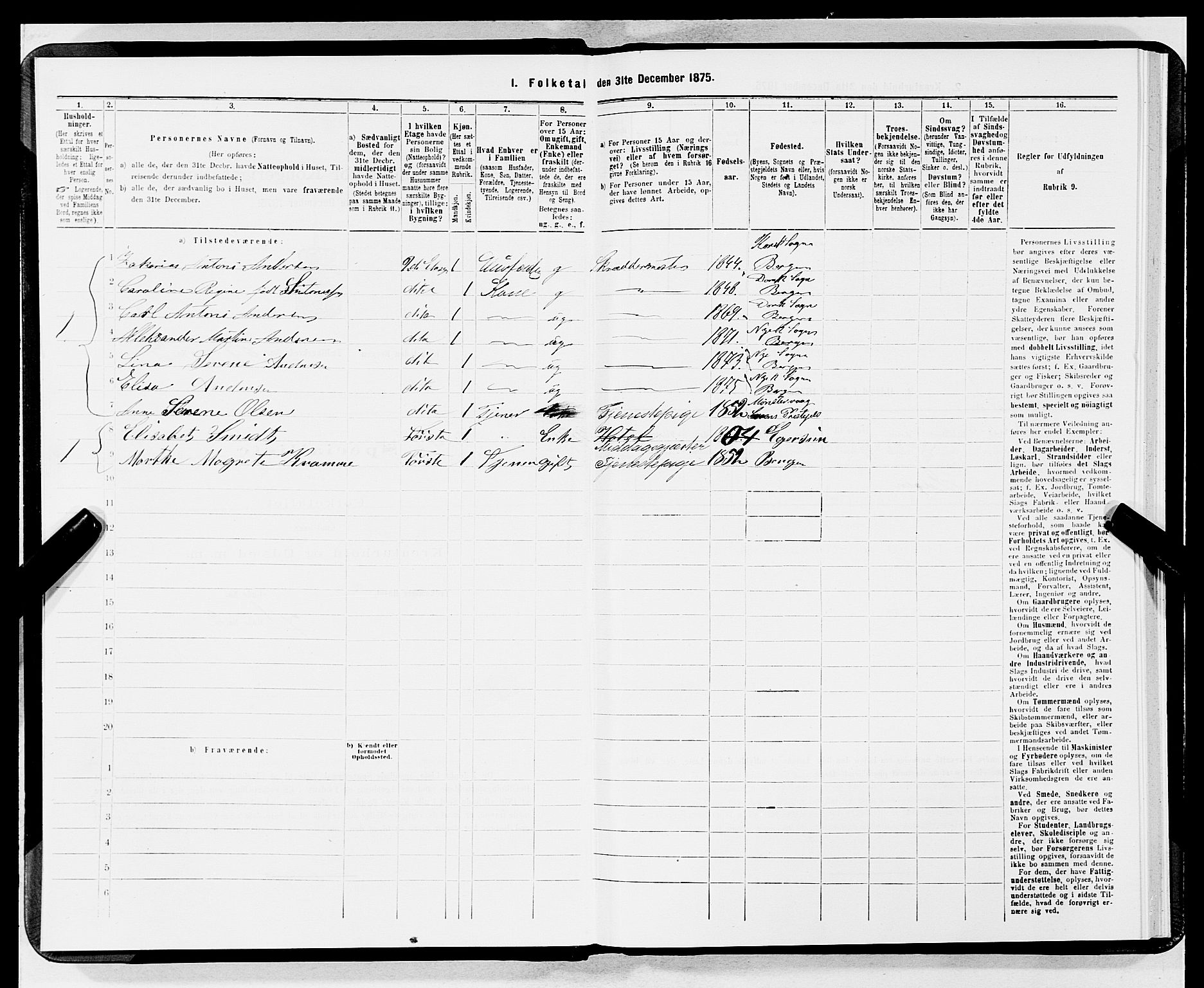 SAB, 1875 census for 1301 Bergen, 1875, p. 1345