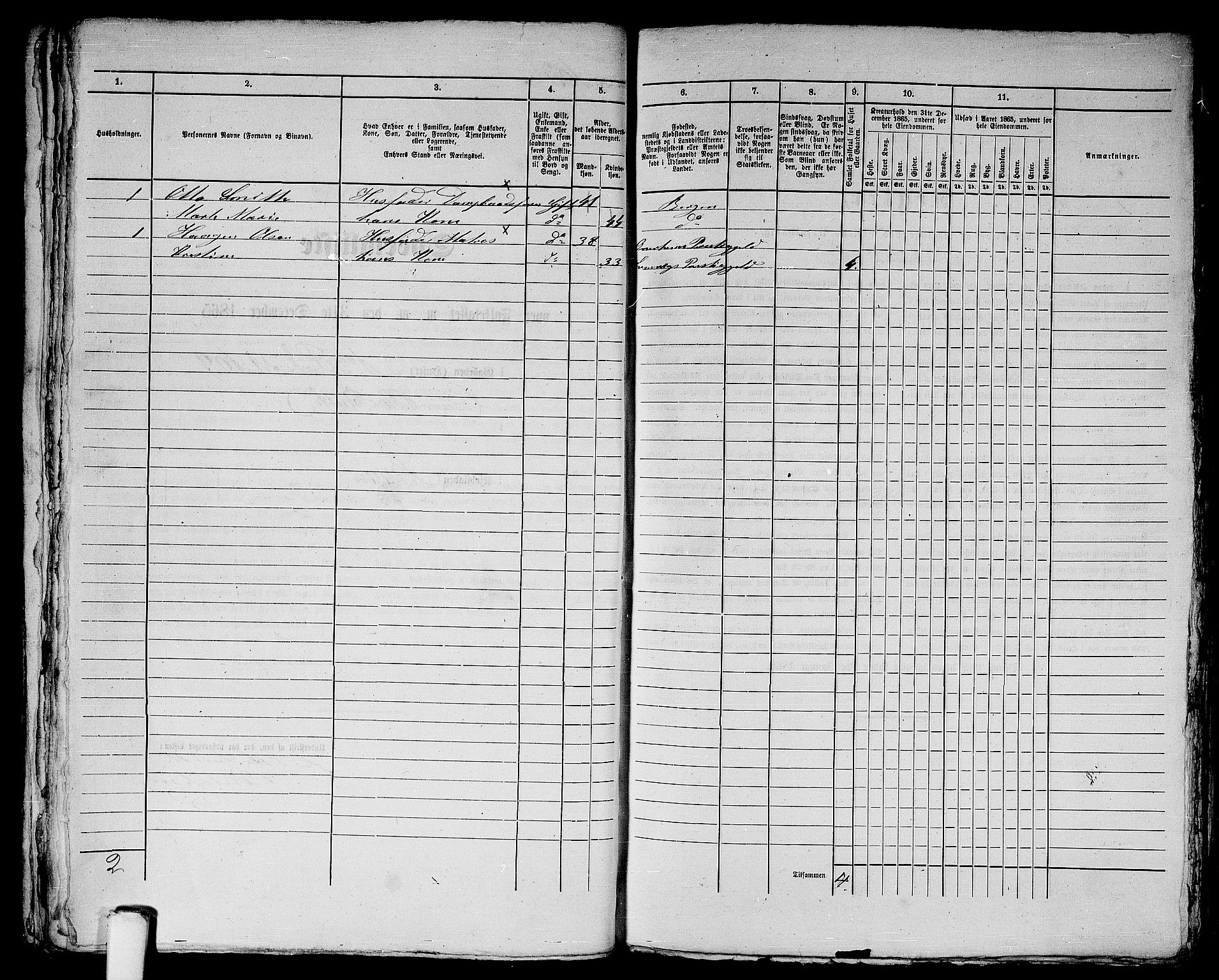 RA, 1865 census for Bergen, 1865, p. 249