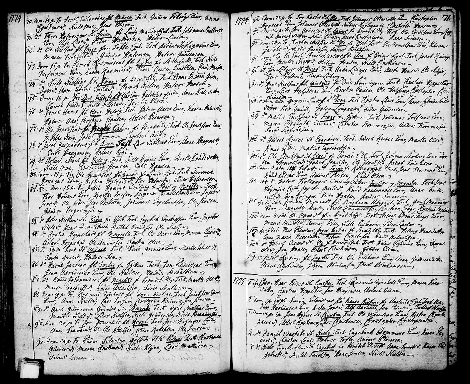 Gjerpen kirkebøker, SAKO/A-265/F/Fa/L0002: Parish register (official) no. I 2, 1747-1795, p. 71