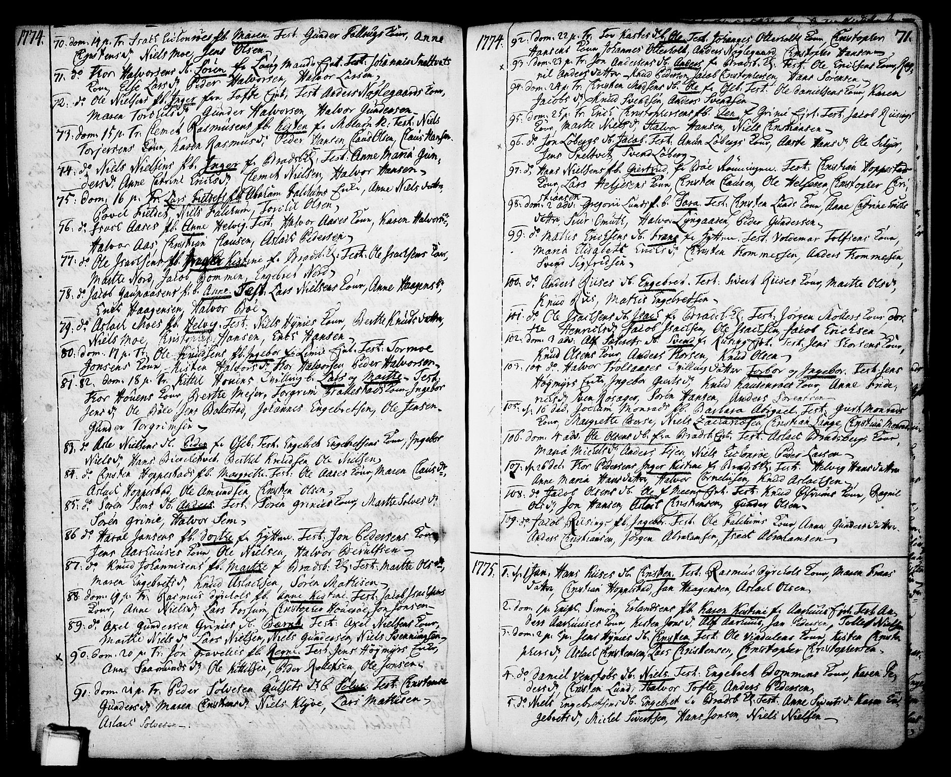 Gjerpen kirkebøker, AV/SAKO-A-265/F/Fa/L0002: Parish register (official) no. I 2, 1747-1795, p. 71