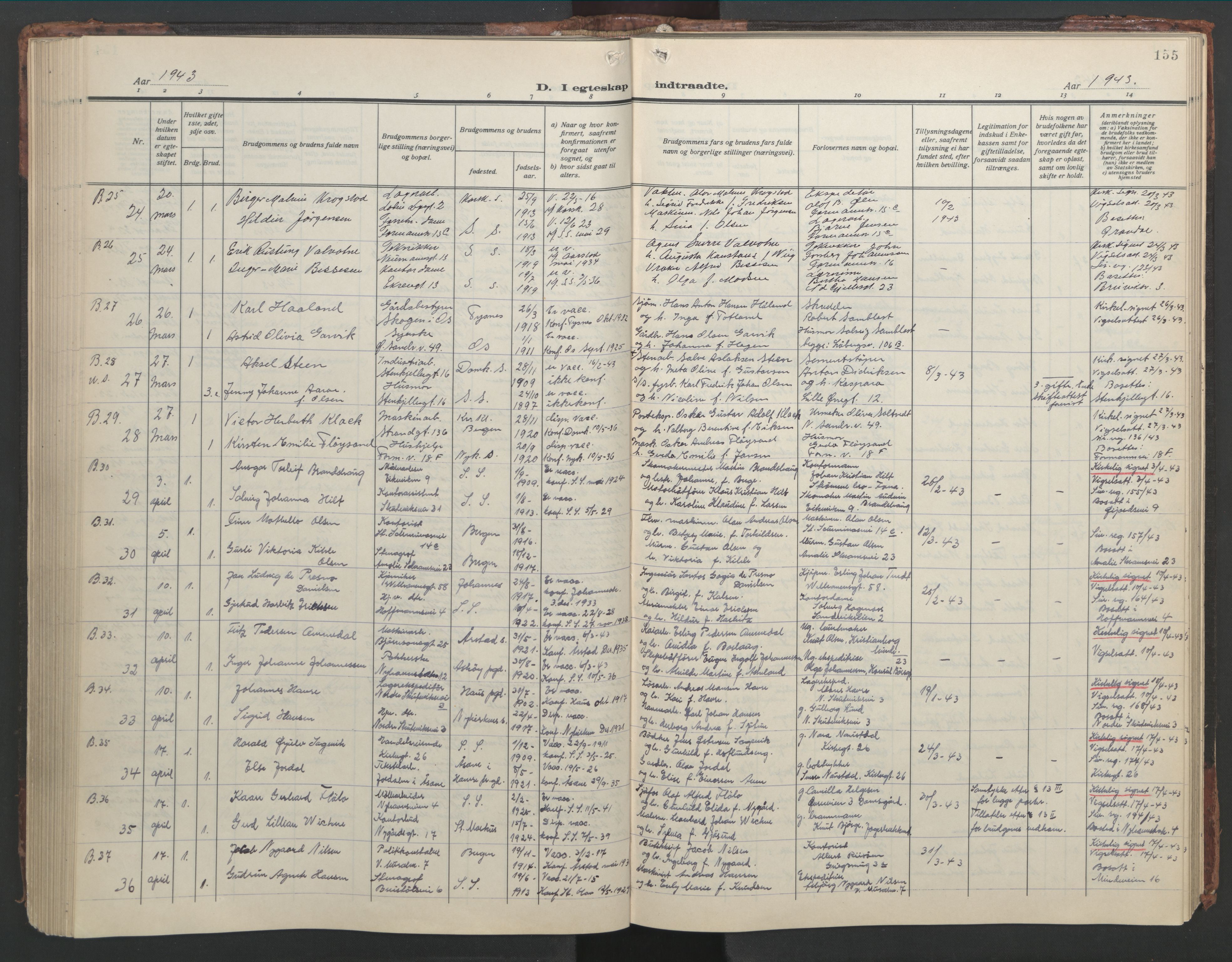 Sandviken Sokneprestembete, AV/SAB-A-77601/H/Hb/L0015: Parish register (copy) no. D 2, 1929-1953, p. 154b-155a