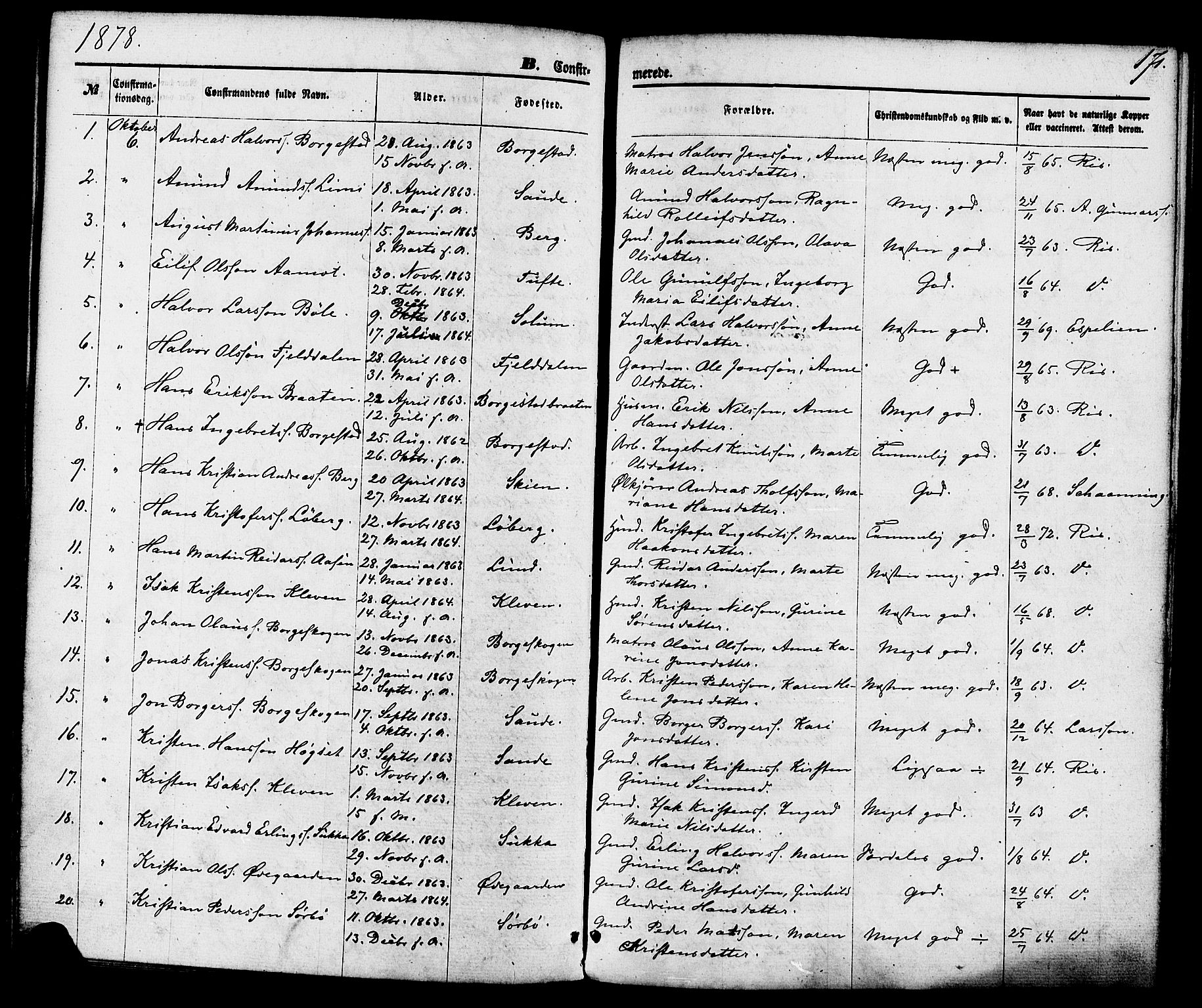 Gjerpen kirkebøker, SAKO/A-265/F/Fa/L0009: Parish register (official) no. I 9, 1872-1885, p. 171