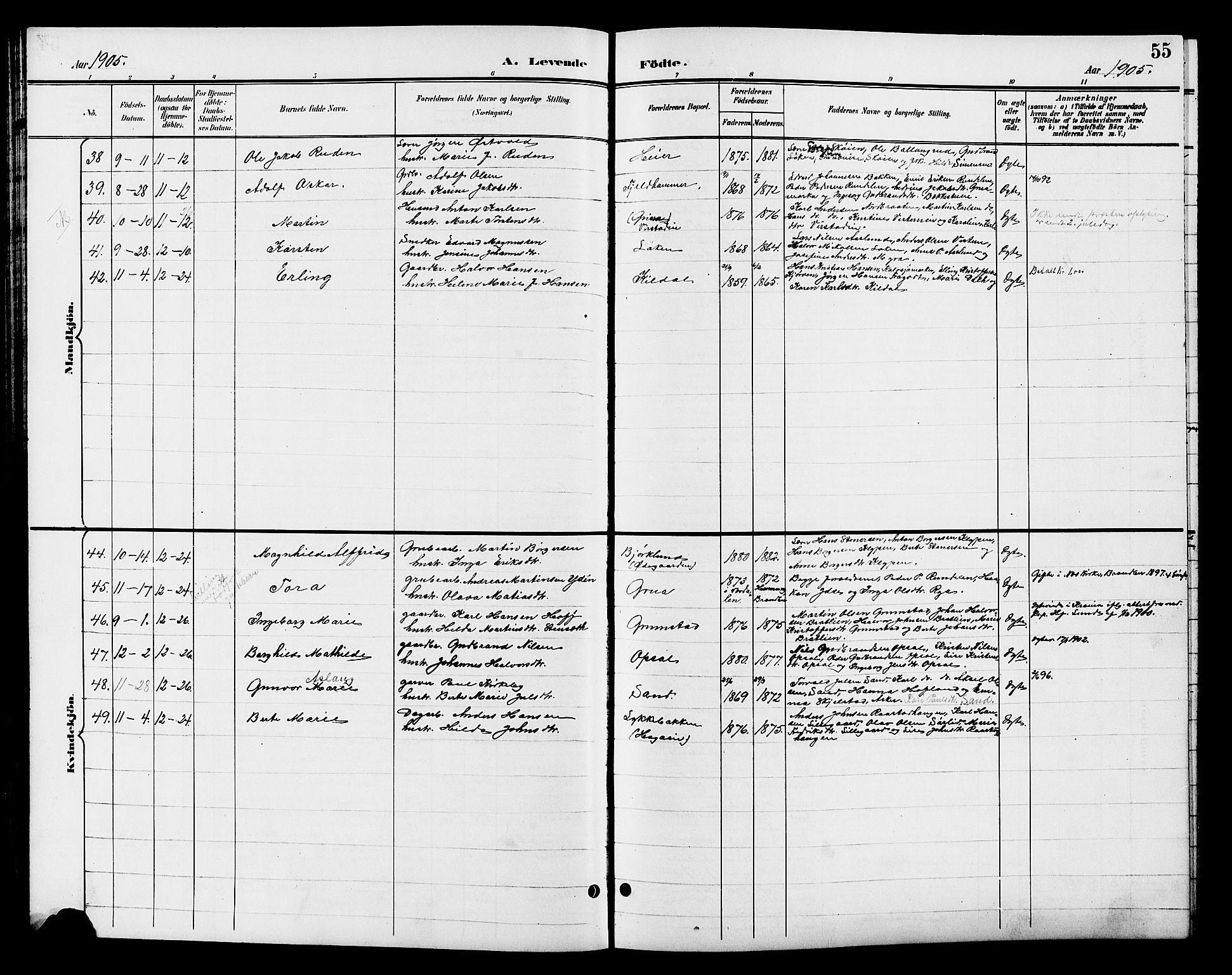 Jevnaker prestekontor, AV/SAH-PREST-116/H/Ha/Hab/L0003: Parish register (copy) no. 3, 1896-1909, p. 55