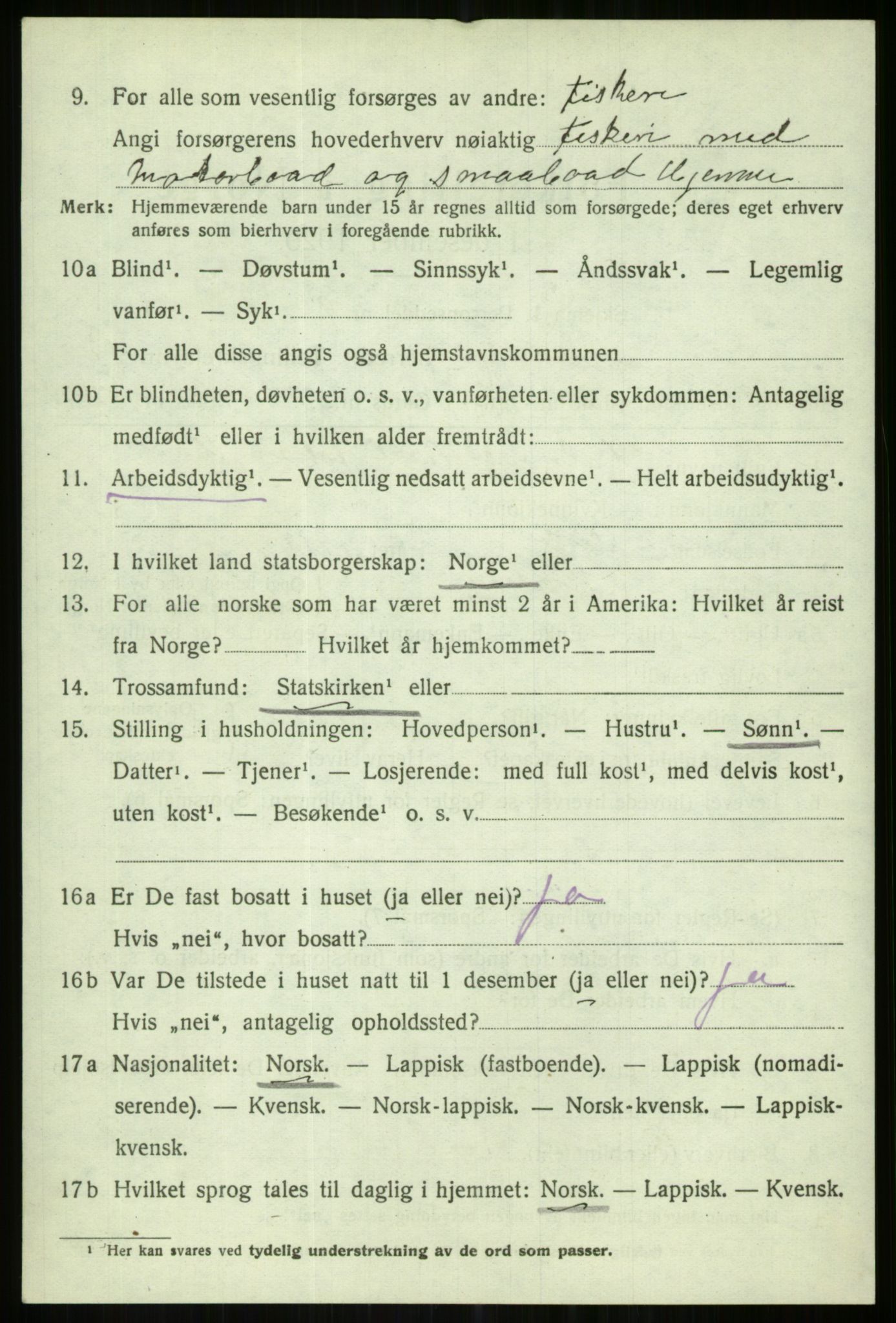 SATØ, 1920 census for Karlsøy, 1920, p. 4281