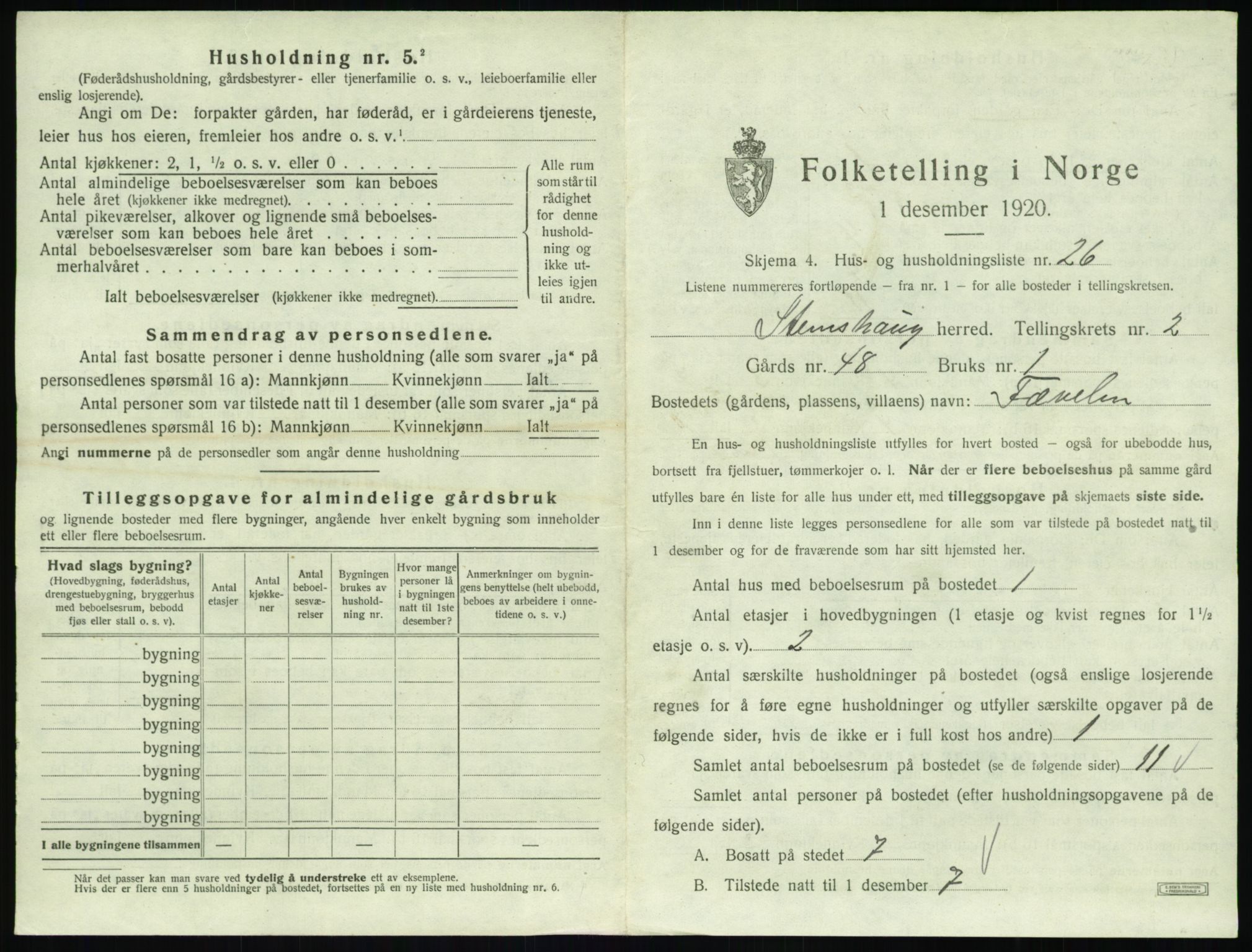 SAT, 1920 census for Stemshaug, 1920, p. 132