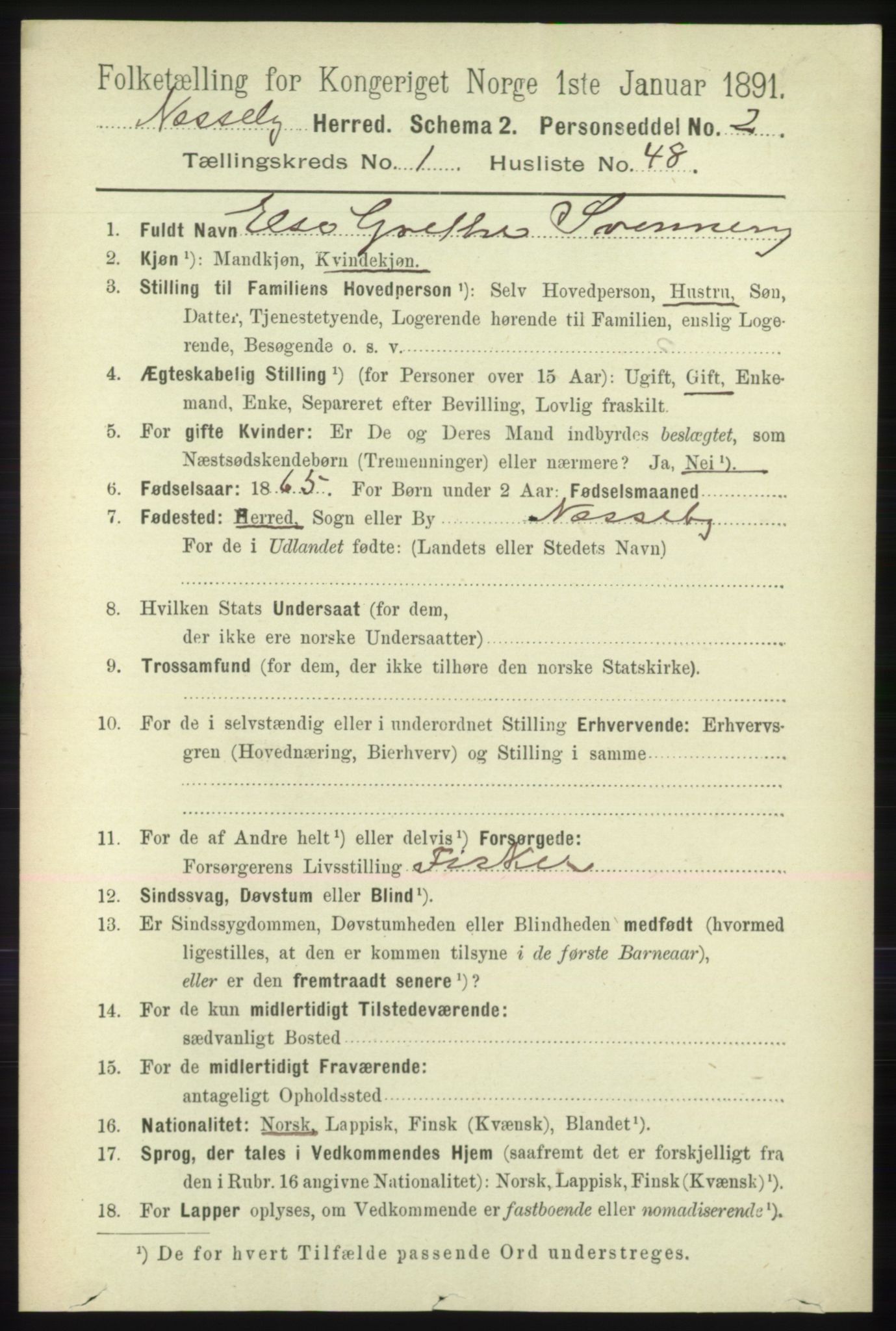 RA, 1891 census for 2027 Nesseby, 1891, p. 367