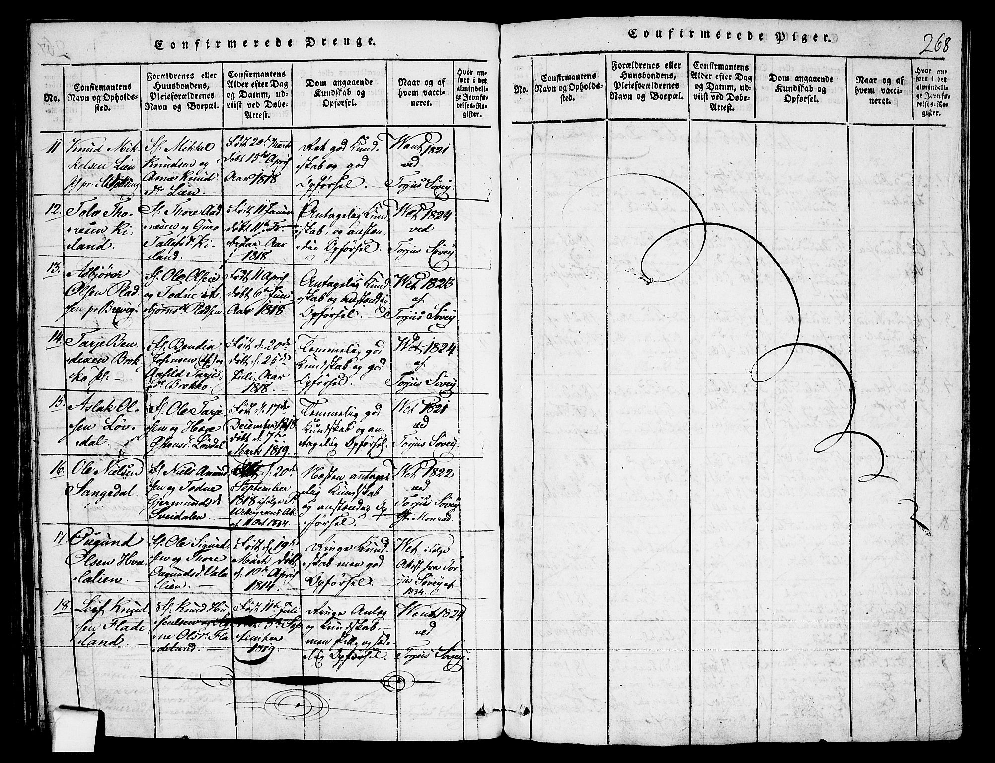 Fyresdal kirkebøker, SAKO/A-263/F/Fa/L0003: Parish register (official) no. I 3, 1815-1840, p. 268