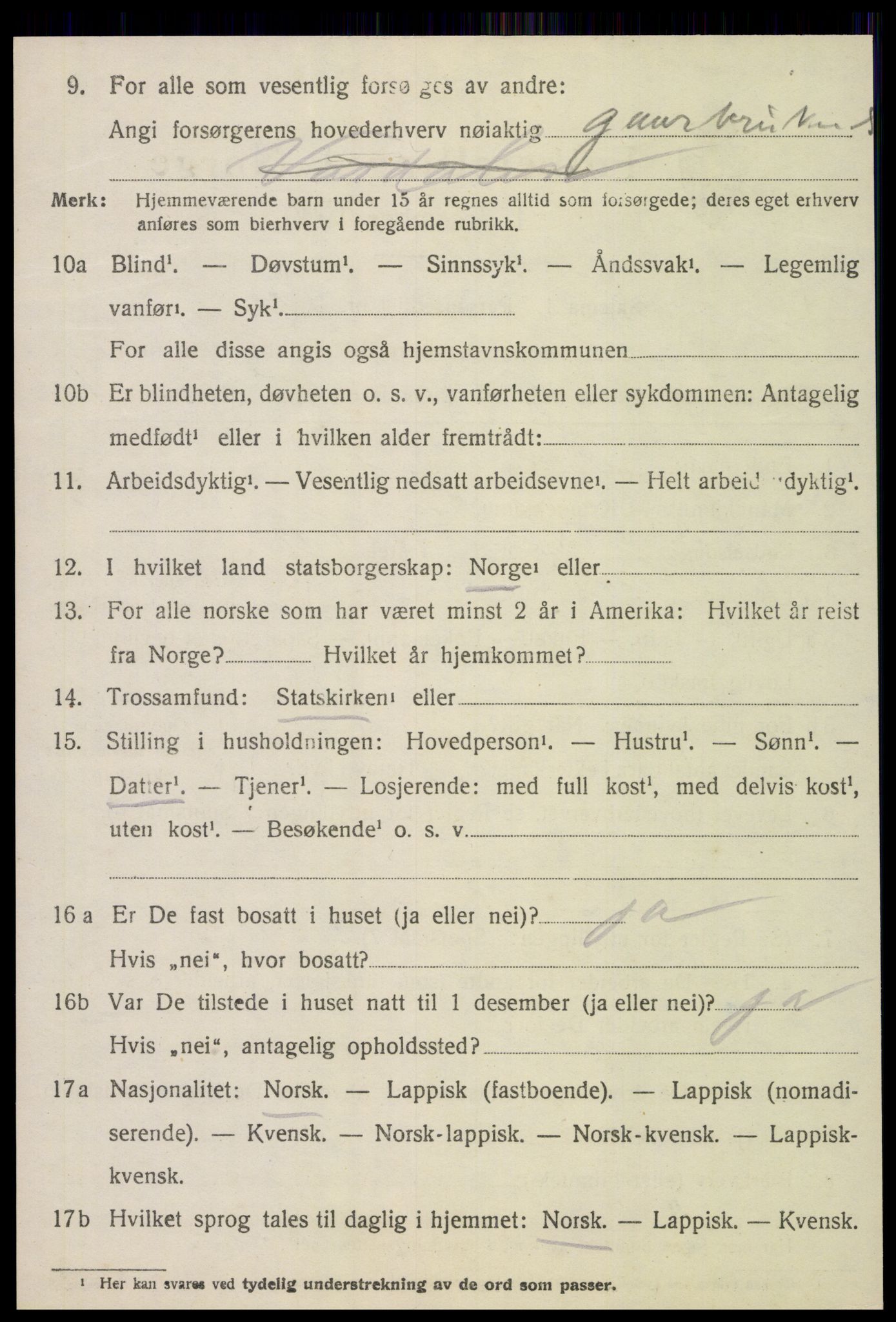 SAT, 1920 census for Verdal, 1920, p. 7580