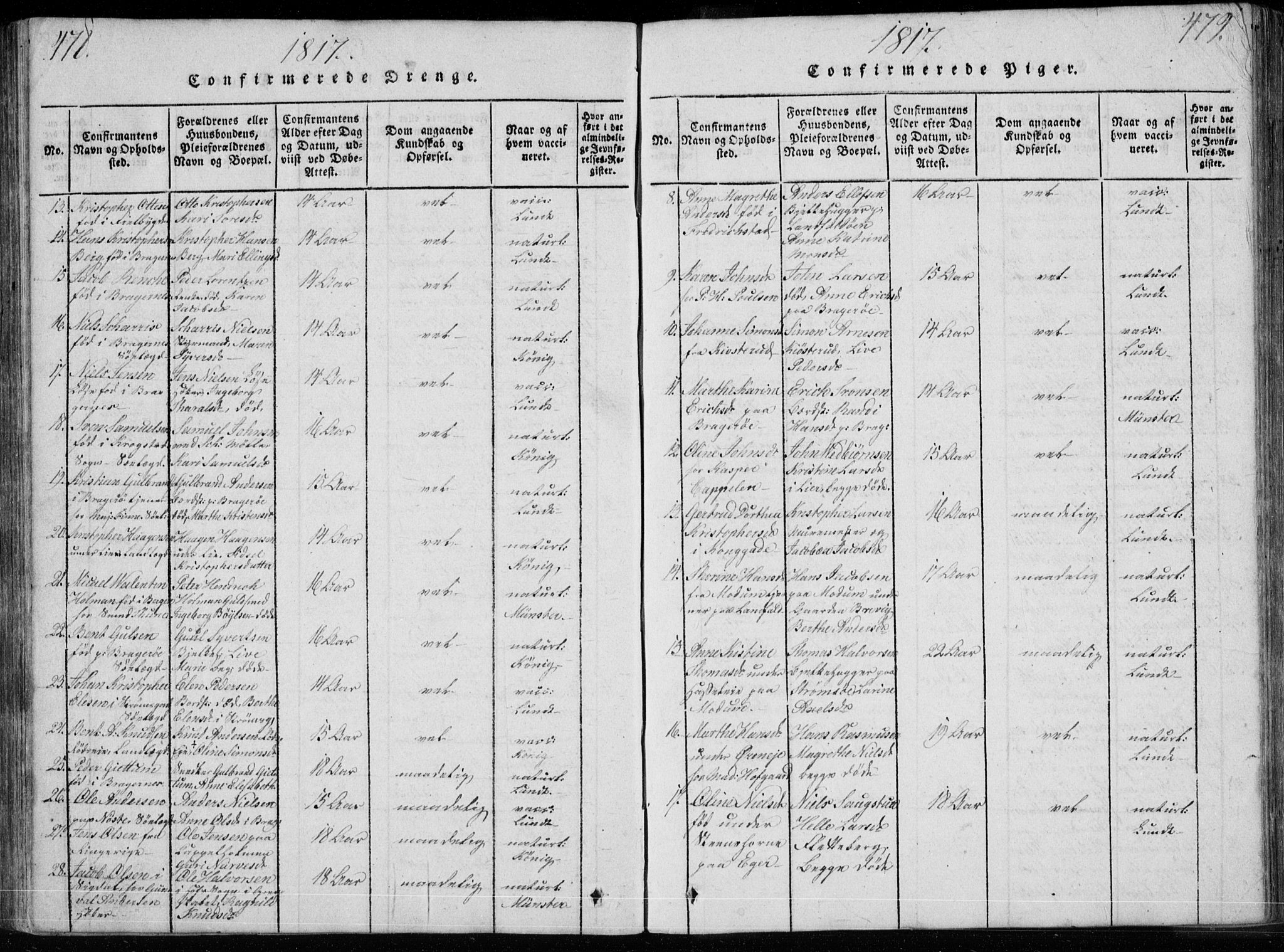 Bragernes kirkebøker, AV/SAKO-A-6/F/Fa/L0007: Parish register (official) no. I 7, 1815-1829, p. 478-479