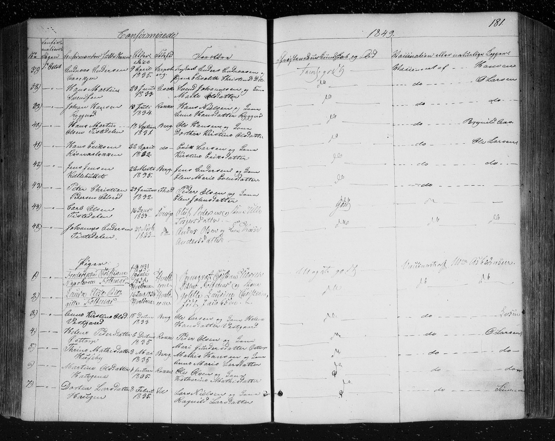 Berg prestekontor Kirkebøker, SAO/A-10902/F/Fa/L0004: Parish register (official) no. I 4, 1843-1860, p. 181