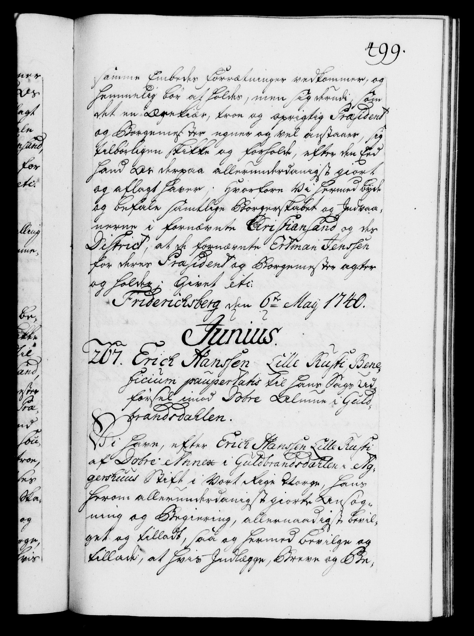 Danske Kanselli 1572-1799, AV/RA-EA-3023/F/Fc/Fca/Fcaa/L0031: Norske registre, 1739-1740, p. 499a