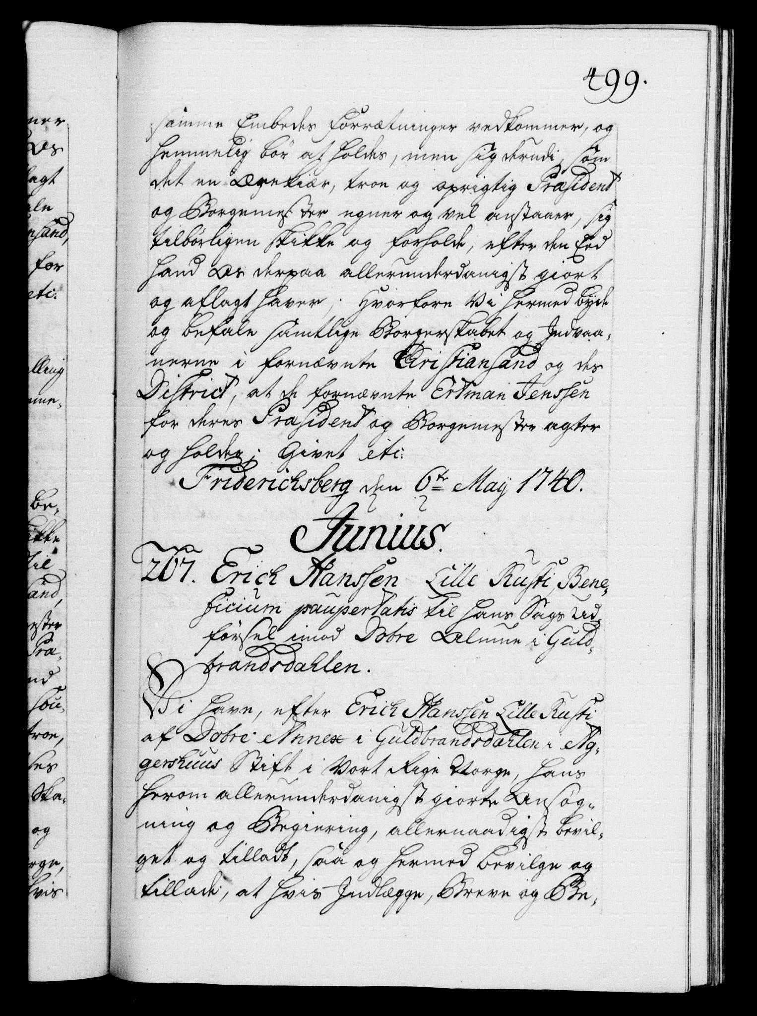 Danske Kanselli 1572-1799, AV/RA-EA-3023/F/Fc/Fca/Fcaa/L0031: Norske registre, 1739-1740, p. 499a