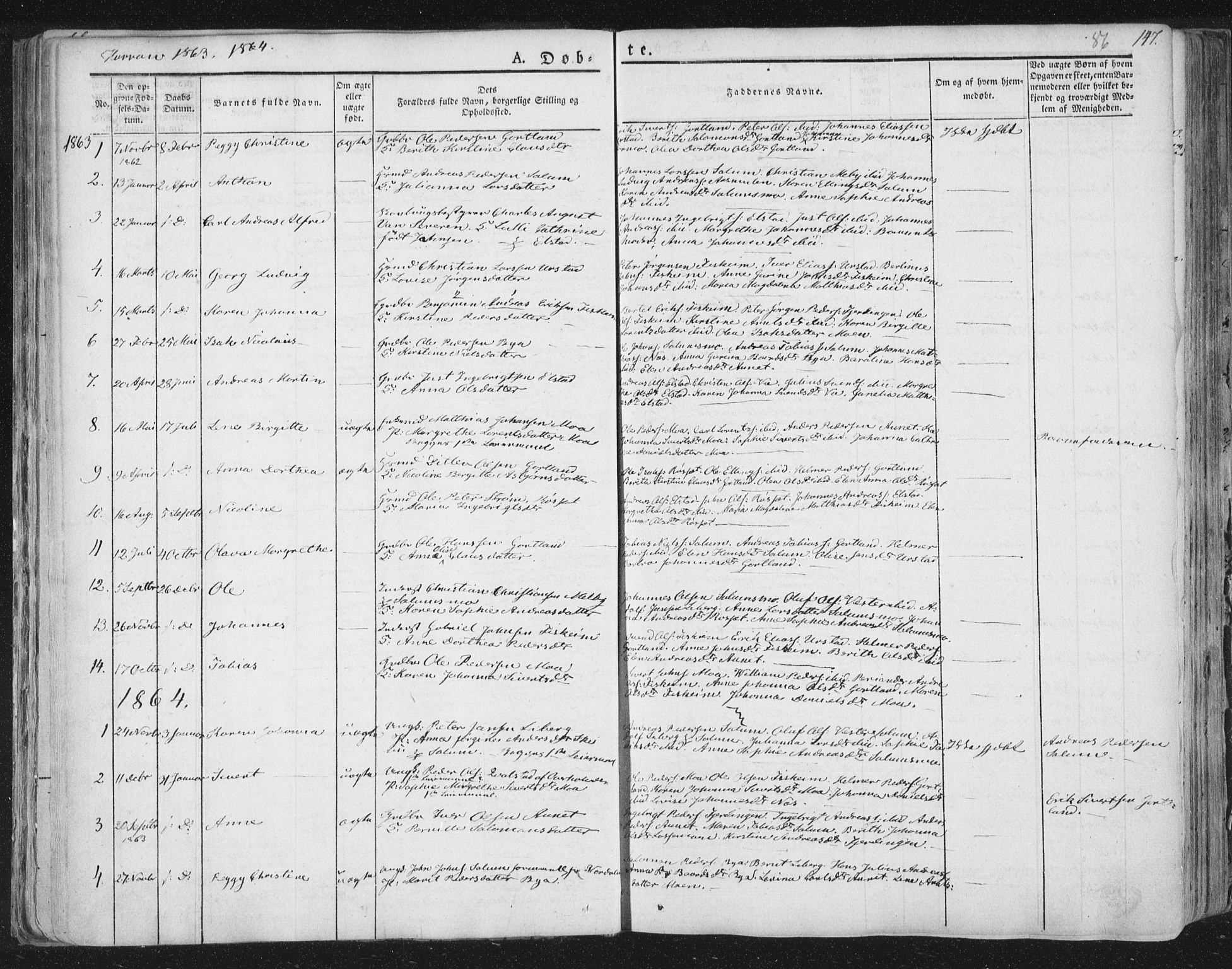 Ministerialprotokoller, klokkerbøker og fødselsregistre - Nord-Trøndelag, SAT/A-1458/758/L0513: Parish register (official) no. 758A02 /3, 1839-1868, p. 86