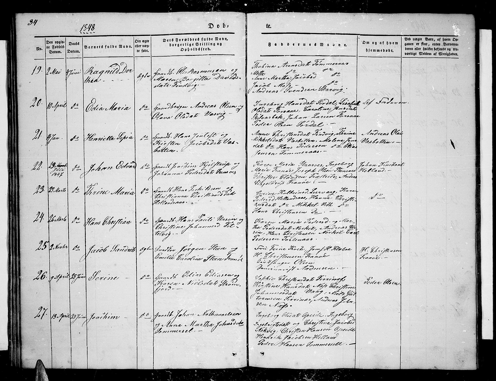 Ministerialprotokoller, klokkerbøker og fødselsregistre - Nordland, AV/SAT-A-1459/859/L0856: Parish register (copy) no. 859C02, 1843-1854, p. 34