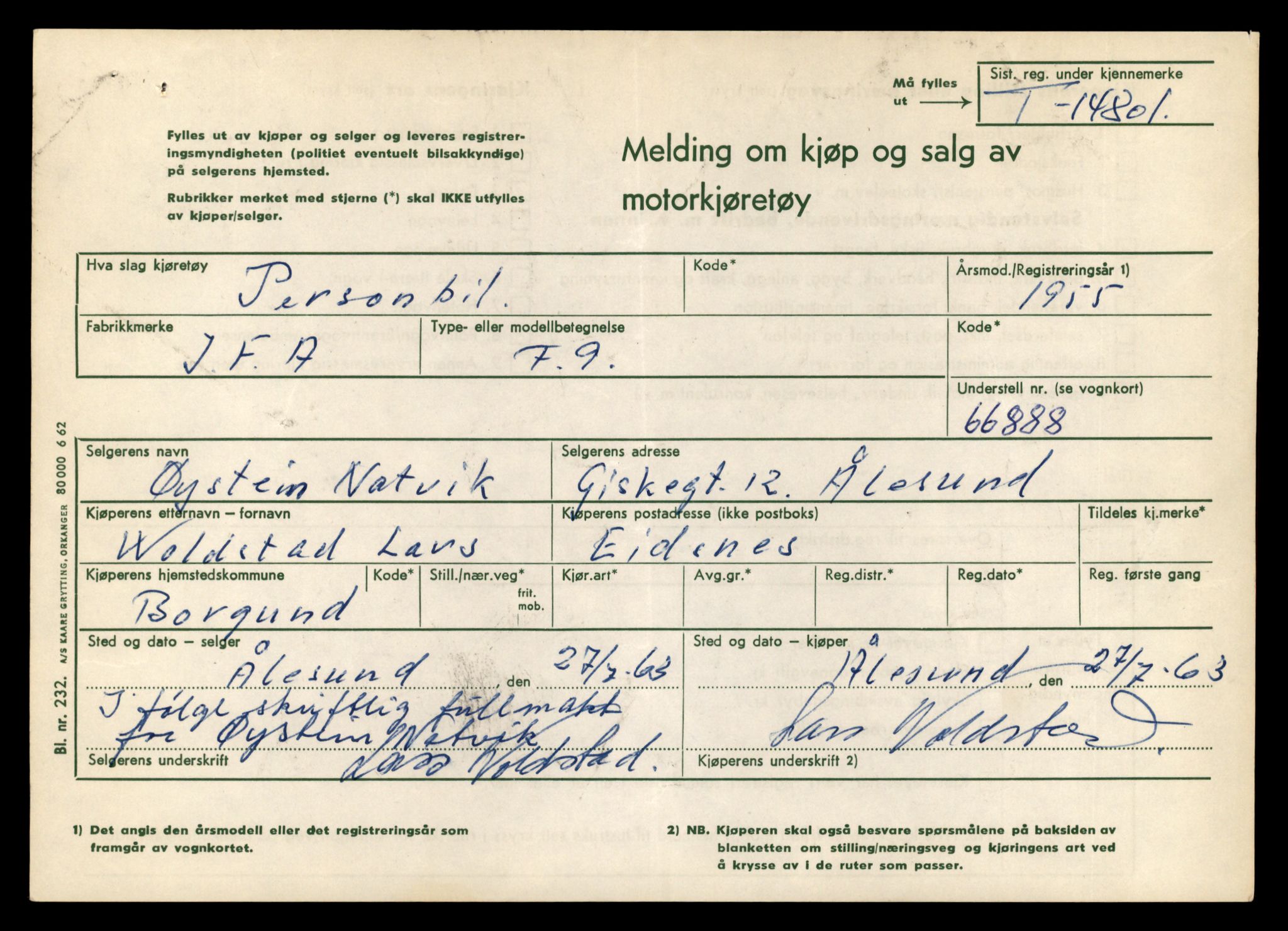 Møre og Romsdal vegkontor - Ålesund trafikkstasjon, AV/SAT-A-4099/F/Fe/L0048: Registreringskort for kjøretøy T 14721 - T 14863, 1927-1998, p. 1679