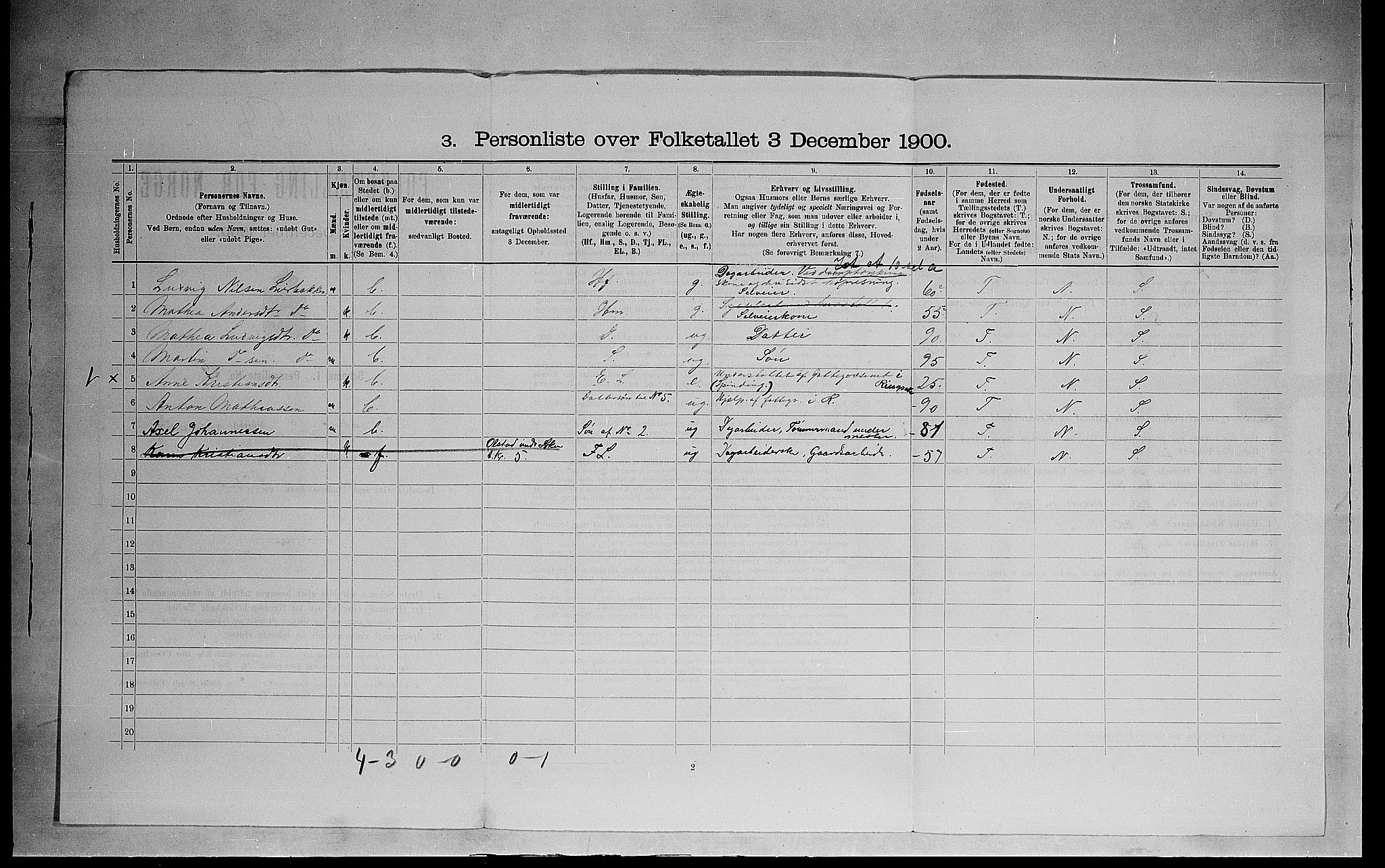 SAH, 1900 census for Ringsaker, 1900, p. 959
