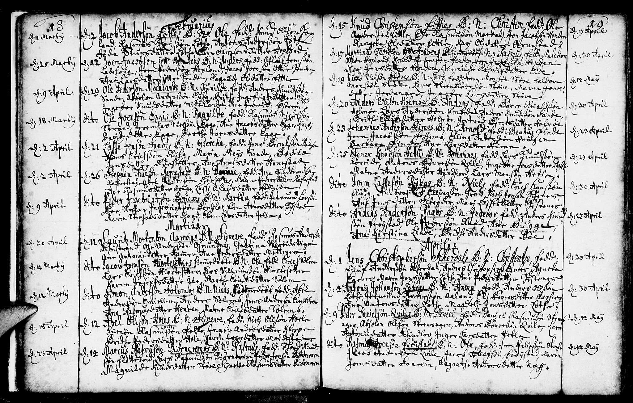 Gloppen sokneprestembete, AV/SAB-A-80101/H/Haa/Haaa/L0002: Parish register (official) no. A 2, 1712-1735, p. 18-19