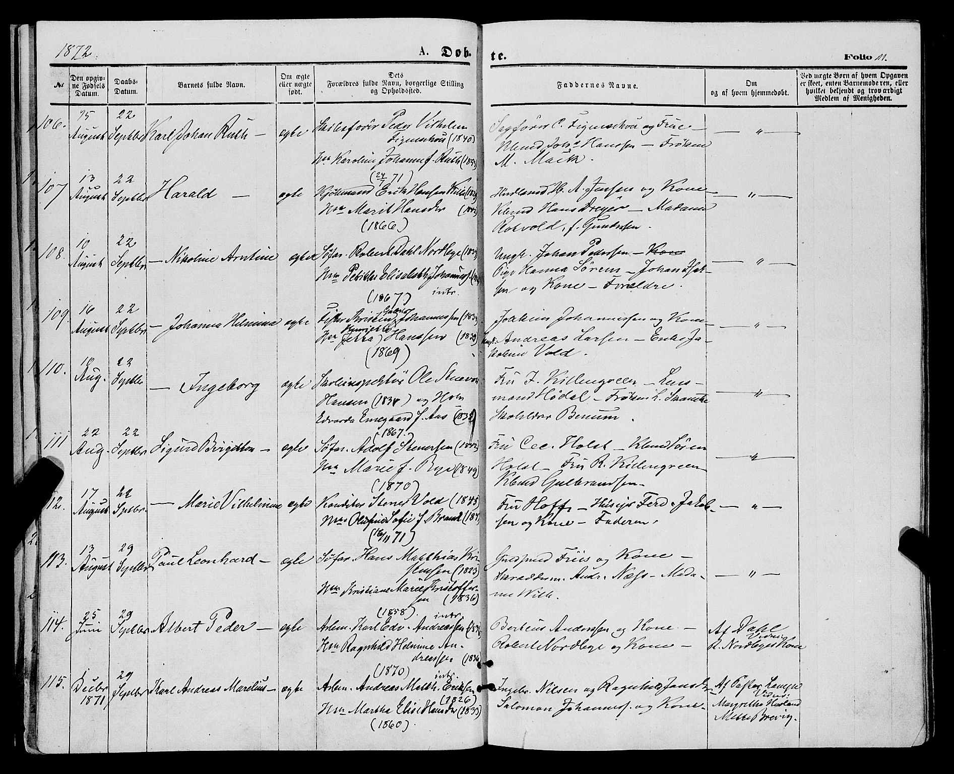 Tromsø sokneprestkontor/stiftsprosti/domprosti, SATØ/S-1343/G/Ga/L0013kirke: Parish register (official) no. 13, 1872-1877, p. 11