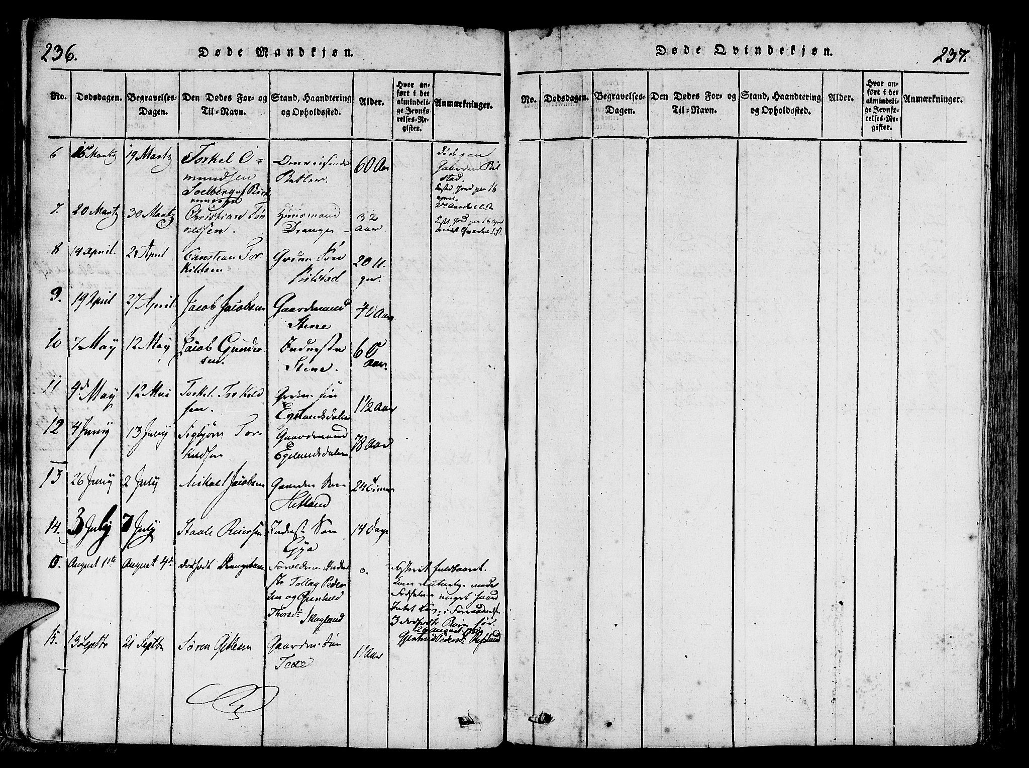 Lund sokneprestkontor, SAST/A-101809/S06/L0006: Parish register (official) no. A 6, 1816-1839, p. 236-237