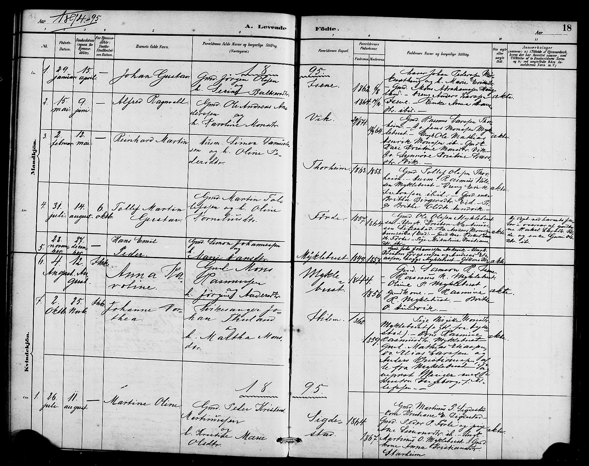 Davik sokneprestembete, AV/SAB-A-79701/H/Haa/Haae/L0001: Parish register (official) no. E 1, 1882-1900, p. 18