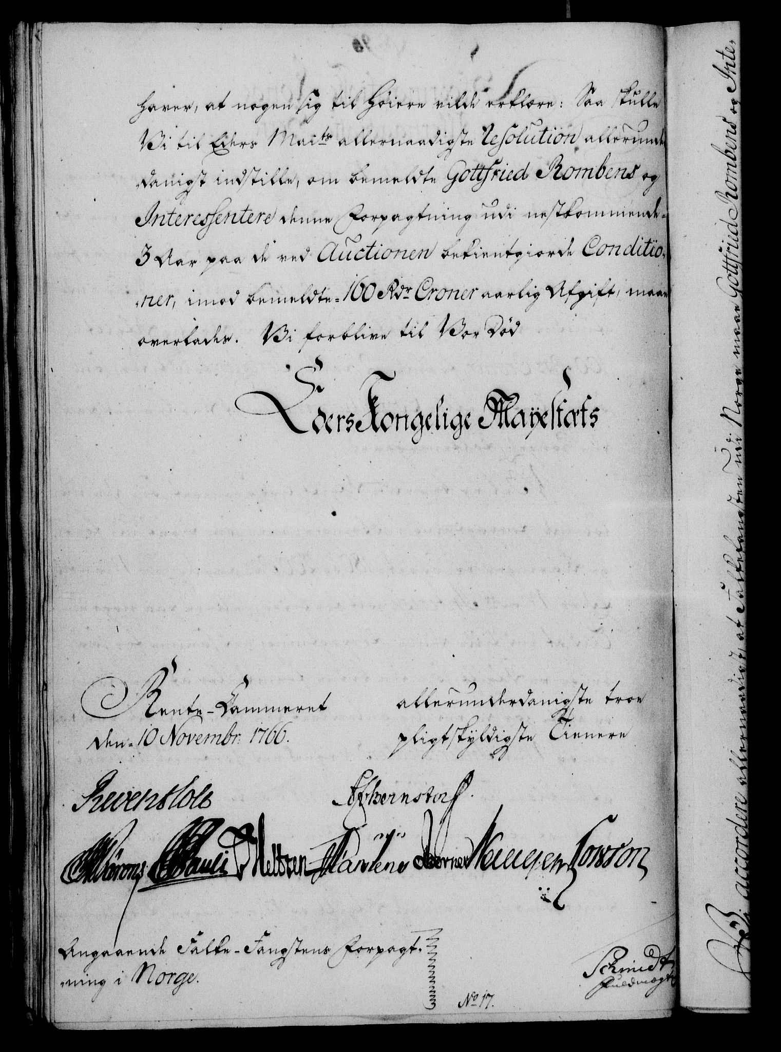 Rentekammeret, Kammerkanselliet, RA/EA-3111/G/Gf/Gfa/L0048: Norsk relasjons- og resolusjonsprotokoll (merket RK 52.48), 1766, p. 410