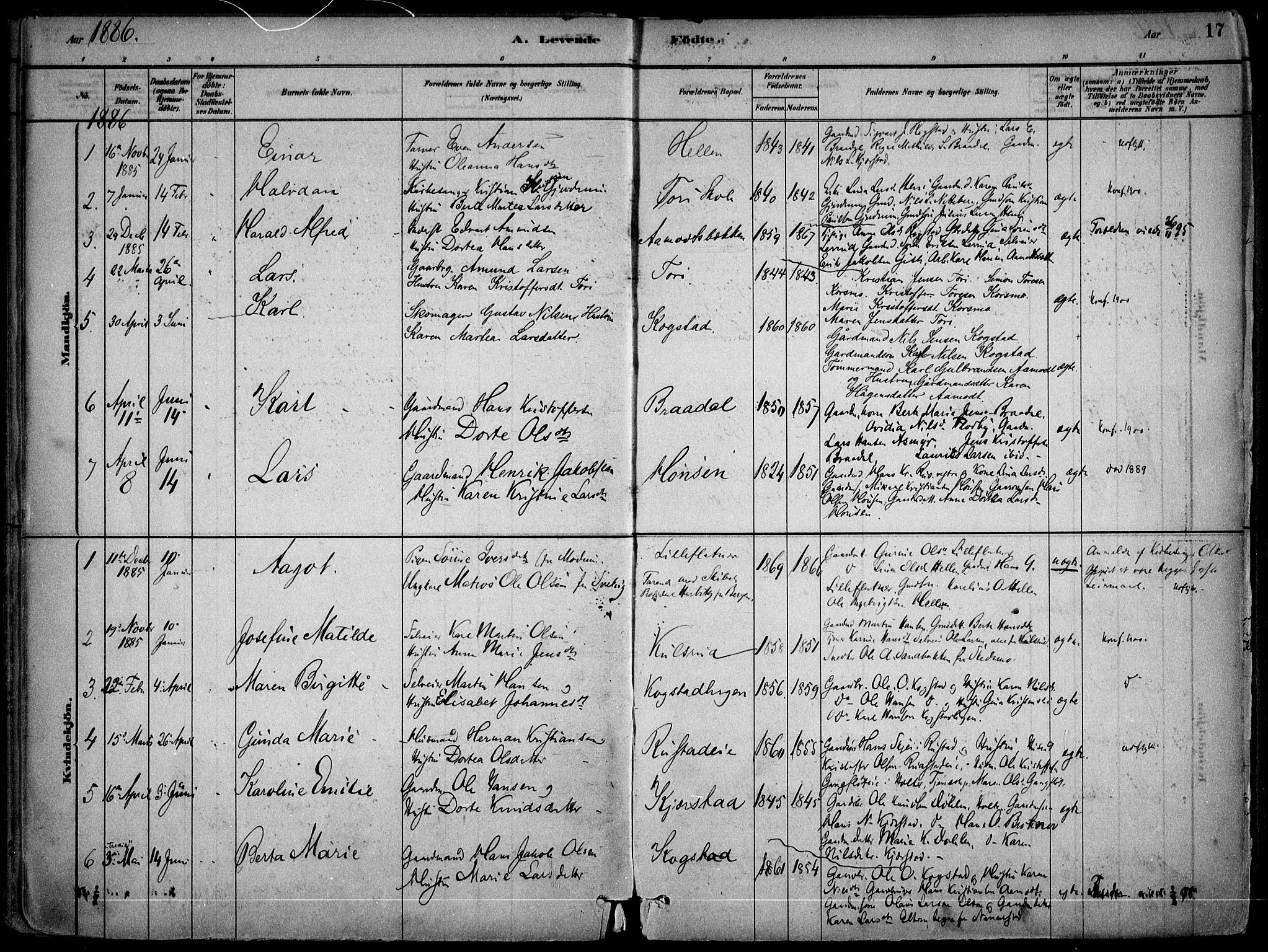 Gjerdrum prestekontor Kirkebøker, AV/SAO-A-10412b/F/Fb/L0001: Parish register (official) no. II 1, 1881-1921, p. 17