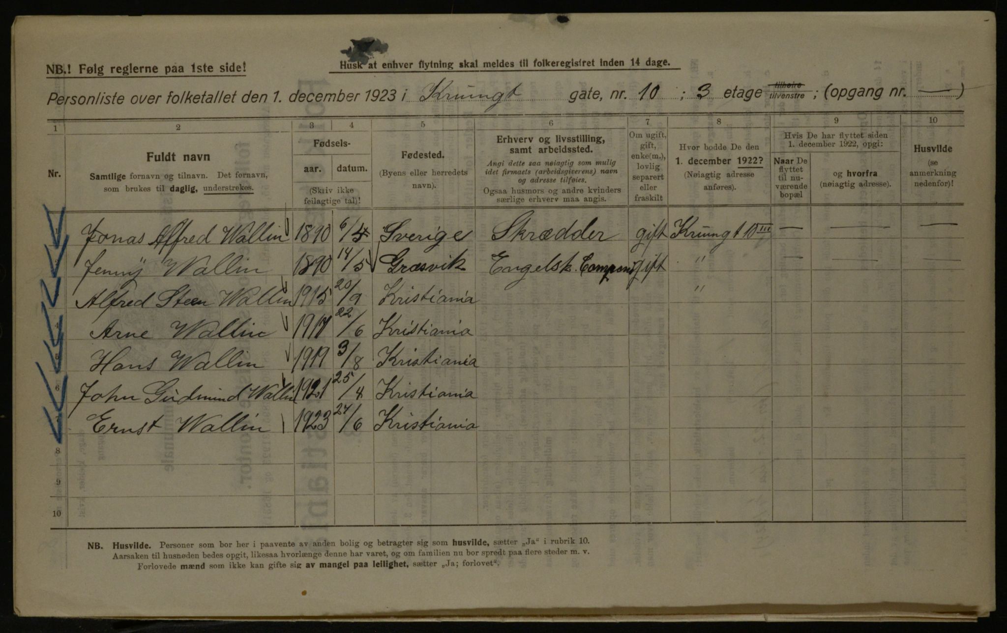 OBA, Municipal Census 1923 for Kristiania, 1923, p. 61494