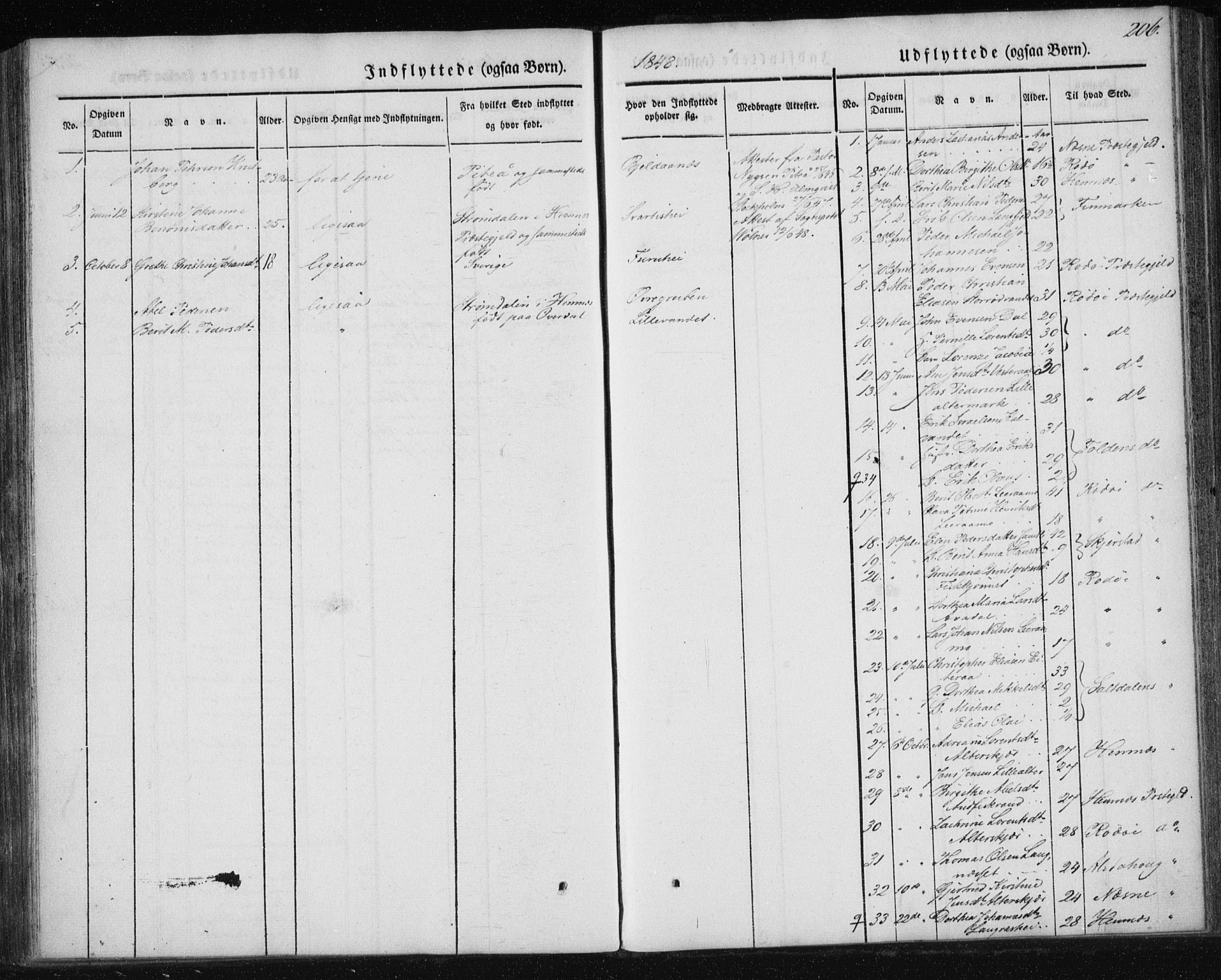 Ministerialprotokoller, klokkerbøker og fødselsregistre - Nordland, SAT/A-1459/827/L0391: Parish register (official) no. 827A03, 1842-1852, p. 206