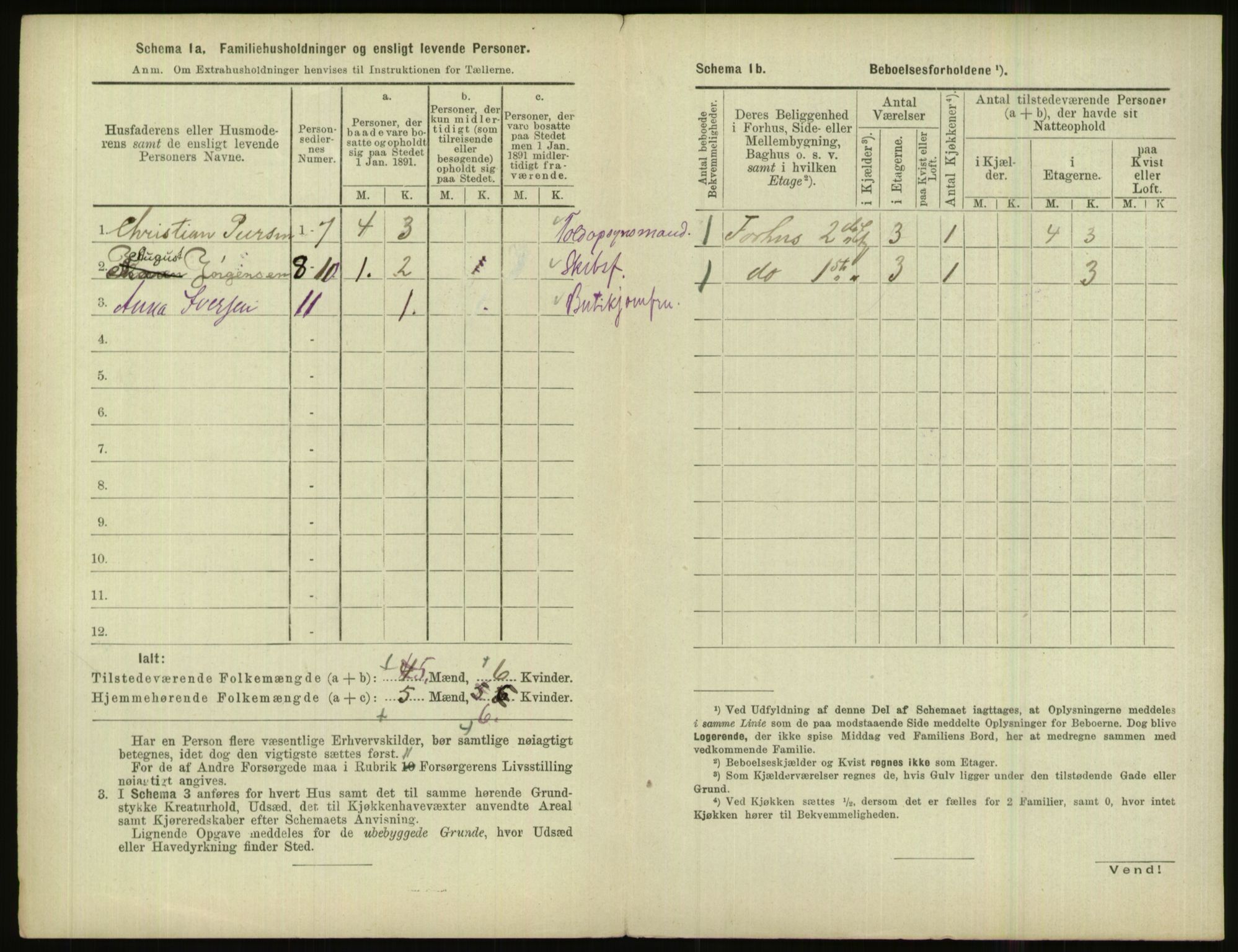 RA, 1891 census for 1001 Kristiansand, 1891, p. 1101