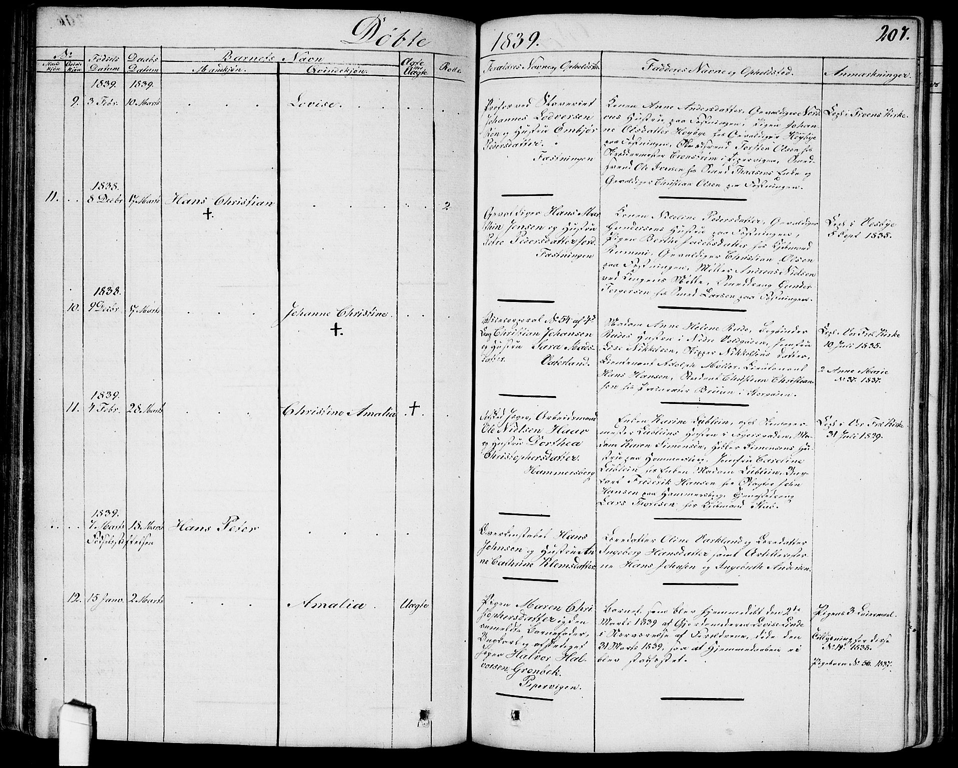 Garnisonsmenigheten Kirkebøker, AV/SAO-A-10846/G/Ga/L0004: Parish register (copy) no. 4, 1828-1840, p. 207