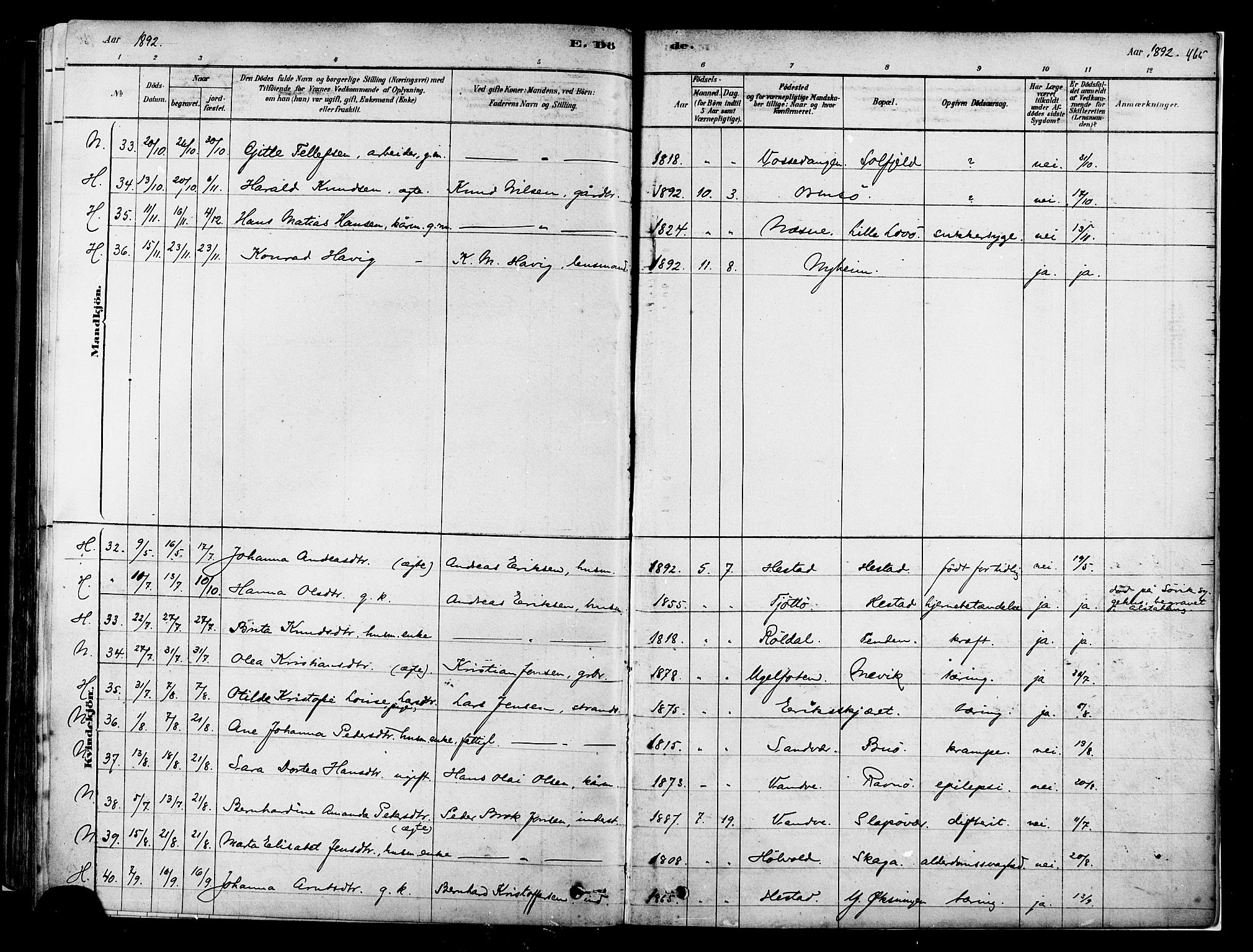 Ministerialprotokoller, klokkerbøker og fødselsregistre - Nordland, AV/SAT-A-1459/834/L0507: Parish register (official) no. 834A05, 1878-1892, p. 465