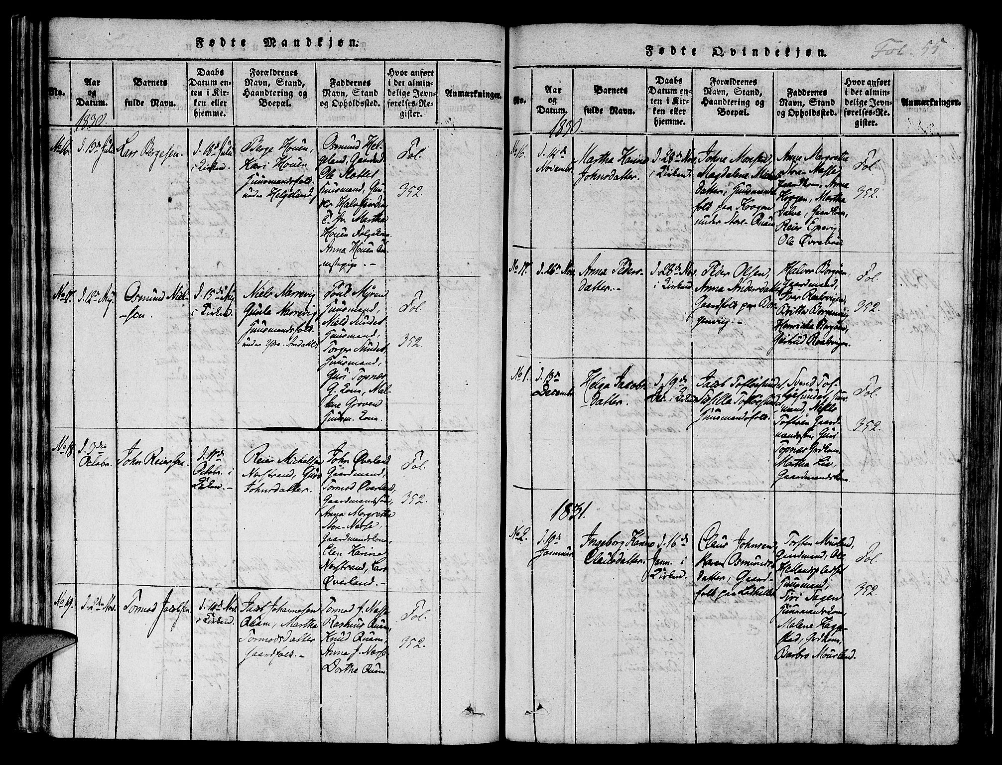Nedstrand sokneprestkontor, SAST/A-101841/01/IV: Parish register (official) no. A 6, 1816-1838, p. 55