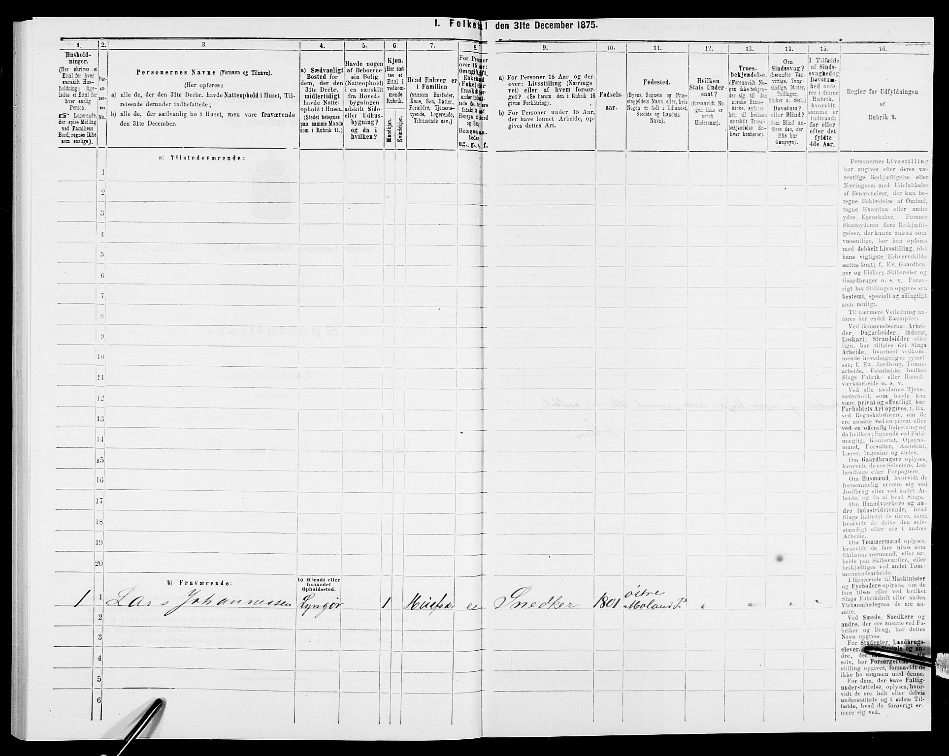 SAK, 1875 census for 0915P Dypvåg, 1875, p. 172