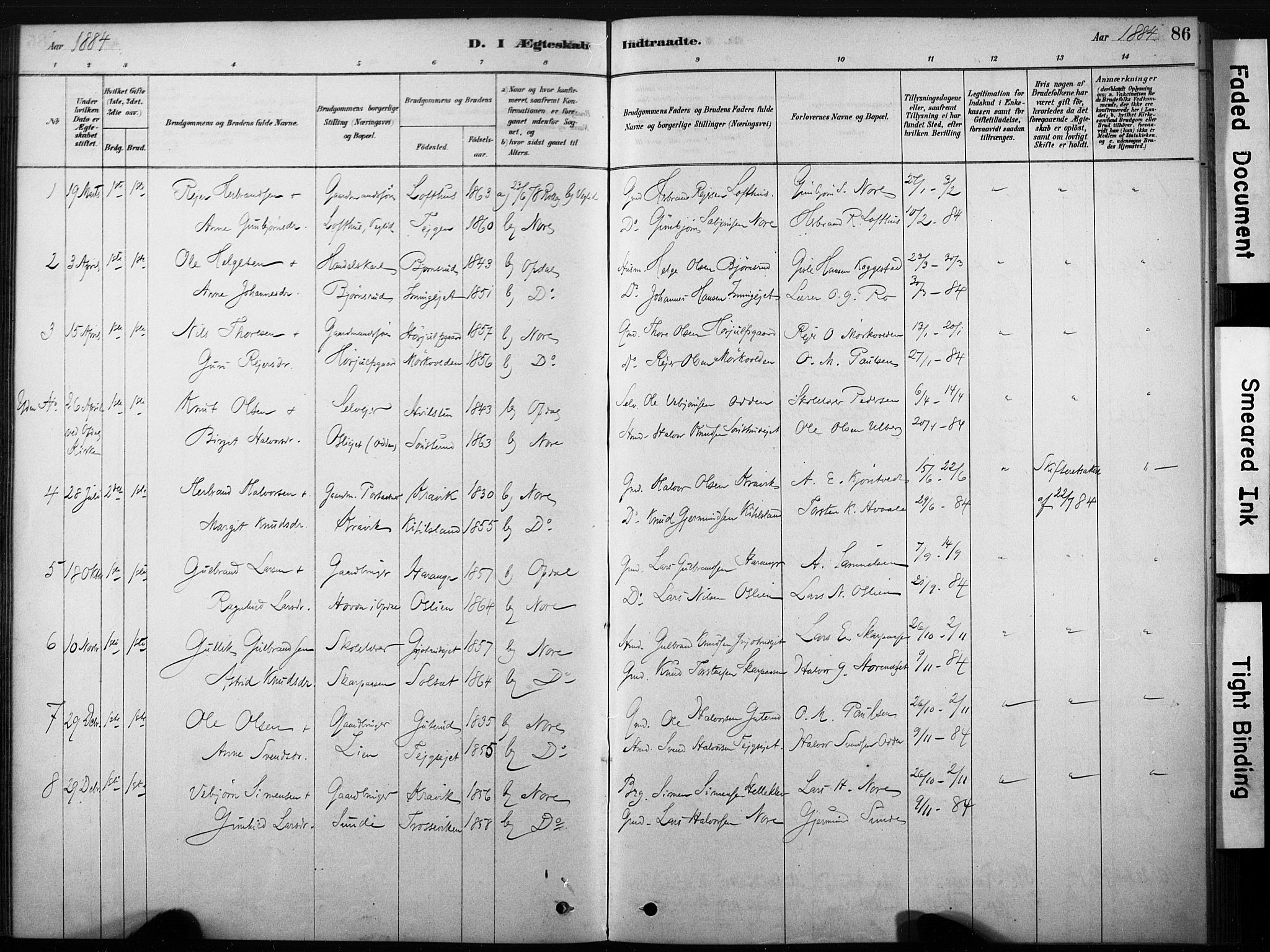 Nore kirkebøker, SAKO/A-238/F/Fb/L0001: Parish register (official) no. II 1, 1878-1886, p. 86