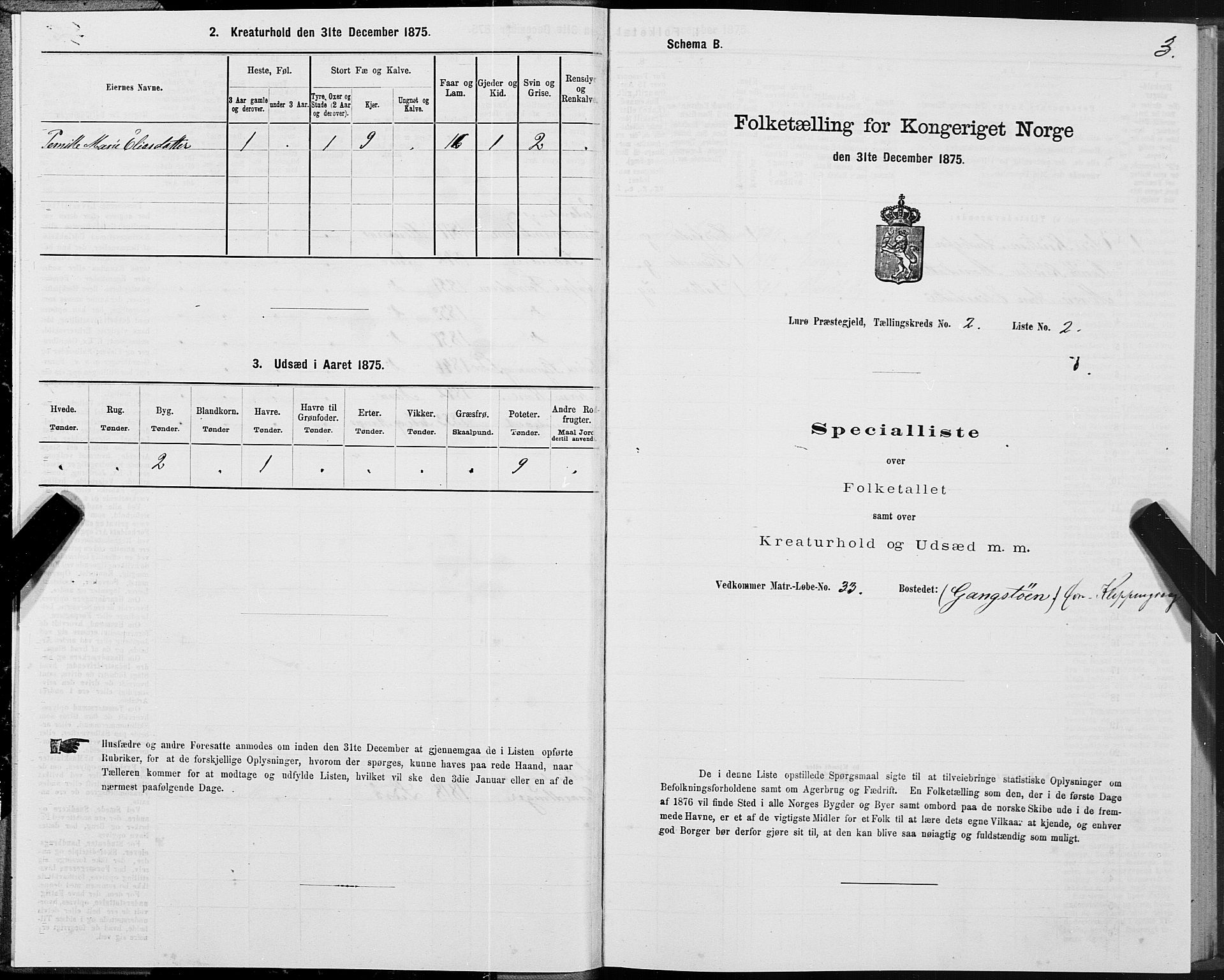 SAT, 1875 census for 1834P Lurøy, 1875, p. 2003