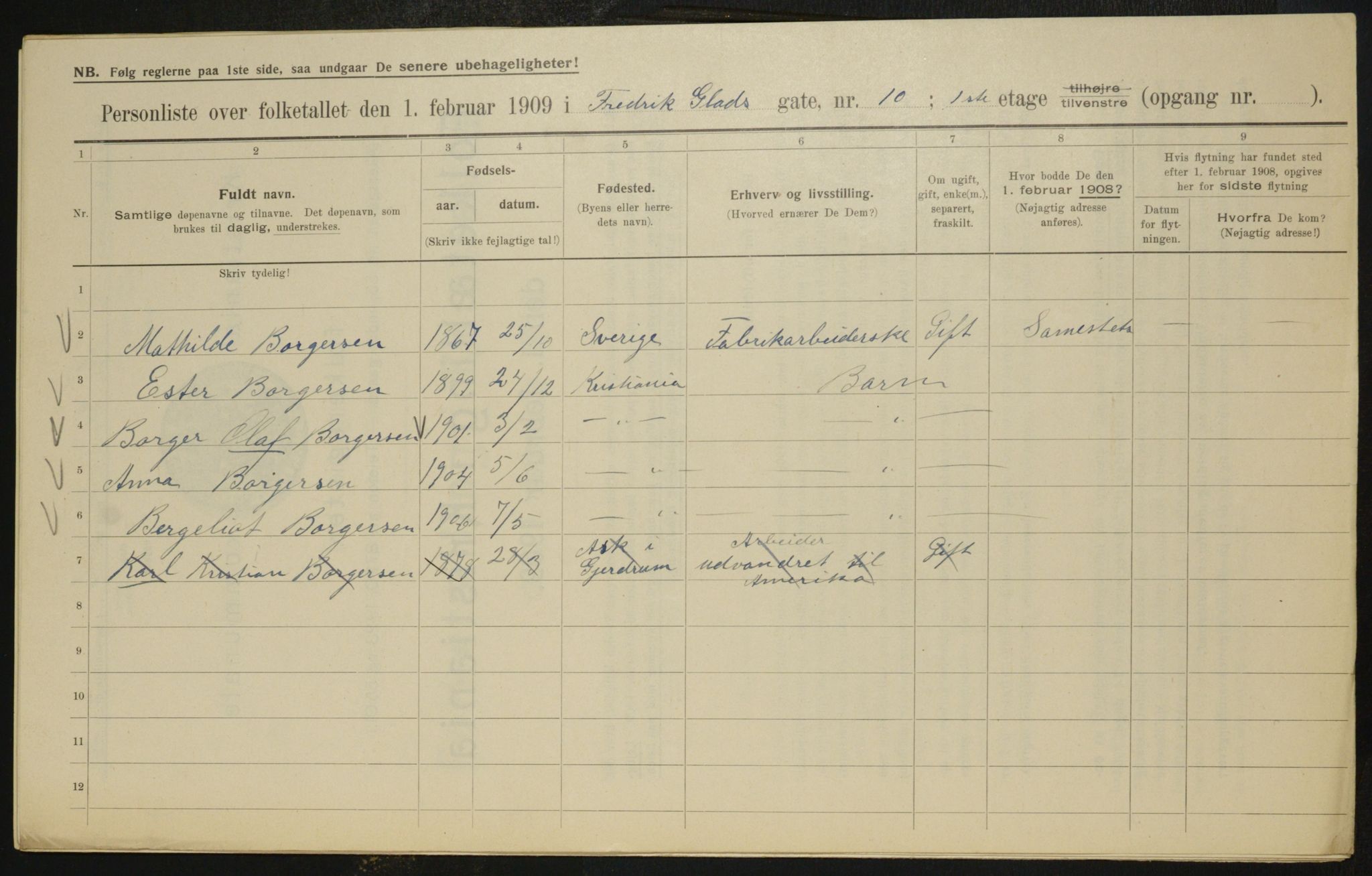 OBA, Municipal Census 1909 for Kristiania, 1909, p. 24048