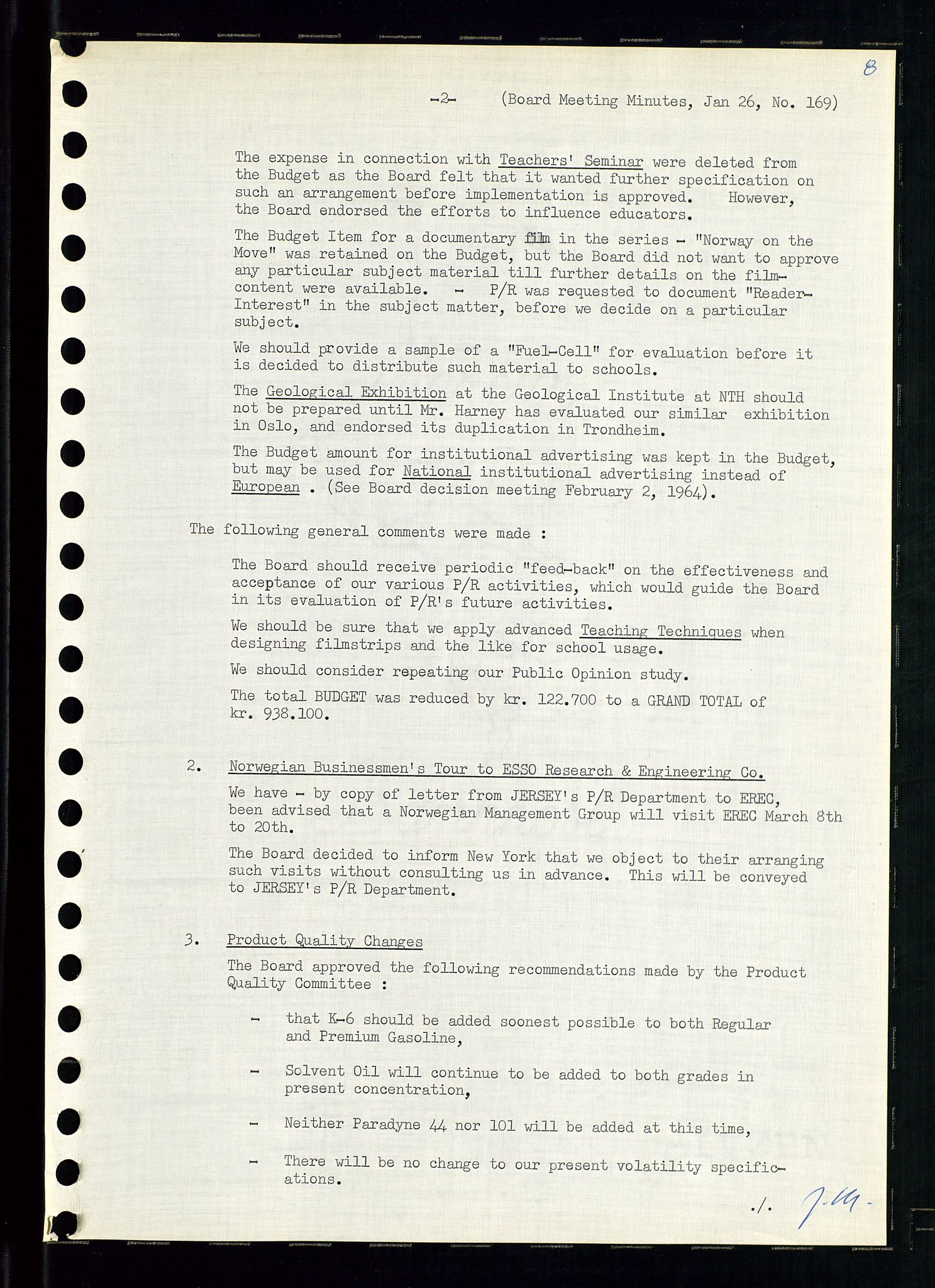 Pa 0982 - Esso Norge A/S, AV/SAST-A-100448/A/Aa/L0002/0001: Den administrerende direksjon Board minutes (styrereferater) / Den administrerende direksjon Board minutes (styrereferater), 1965, p. 158