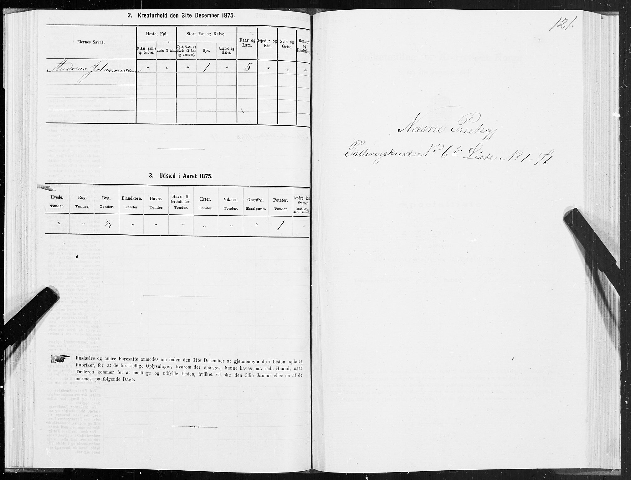 SAT, 1875 census for 1828P Nesna, 1875, p. 5121