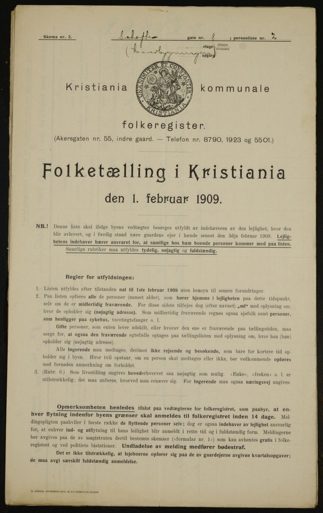 OBA, Municipal Census 1909 for Kristiania, 1909, p. 81244