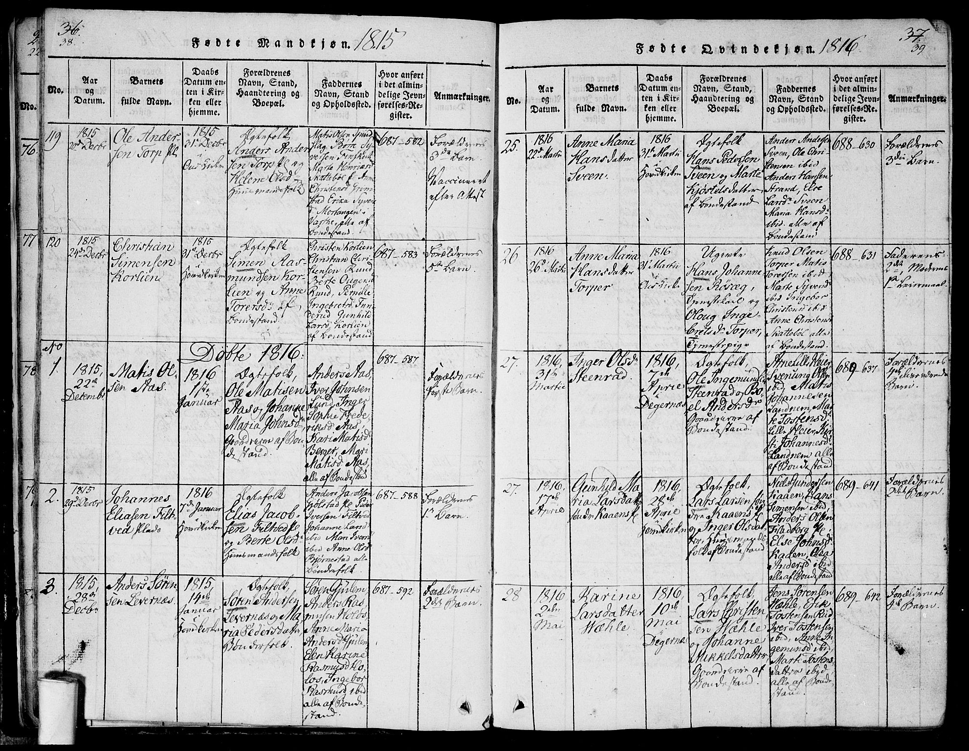Rakkestad prestekontor Kirkebøker, SAO/A-2008/F/Fa/L0006: Parish register (official) no. I 6, 1814-1824, p. 38-39