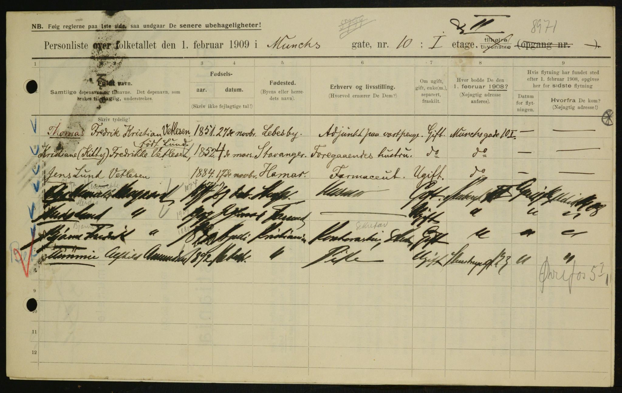 OBA, Municipal Census 1909 for Kristiania, 1909, p. 60383