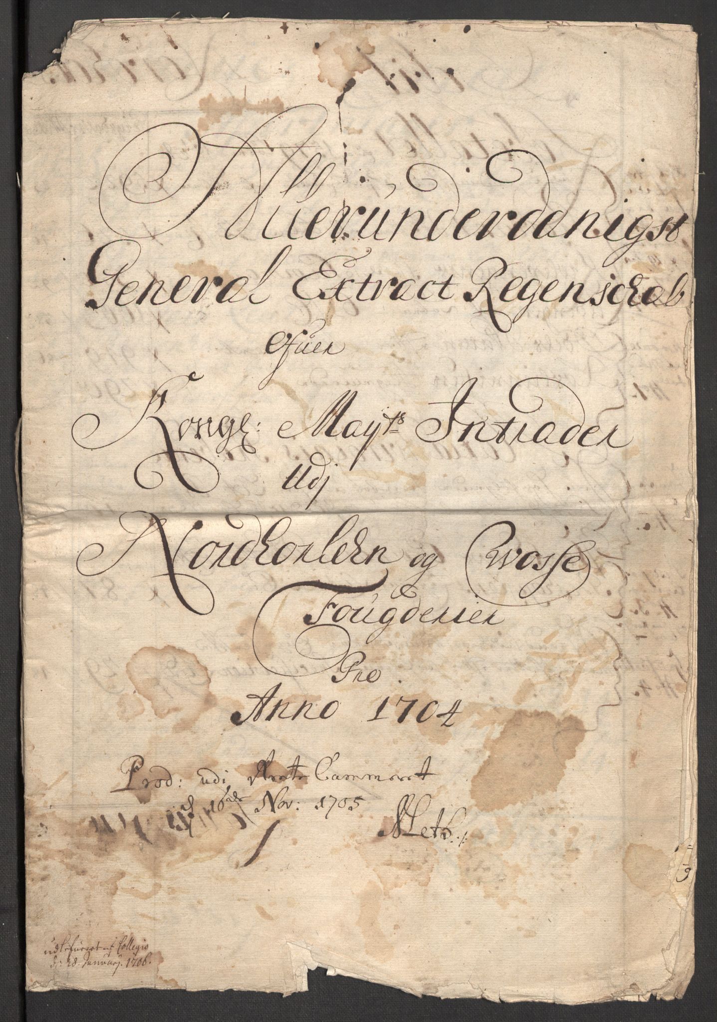 Rentekammeret inntil 1814, Reviderte regnskaper, Fogderegnskap, AV/RA-EA-4092/R51/L3187: Fogderegnskap Nordhordland og Voss, 1704-1705, p. 3