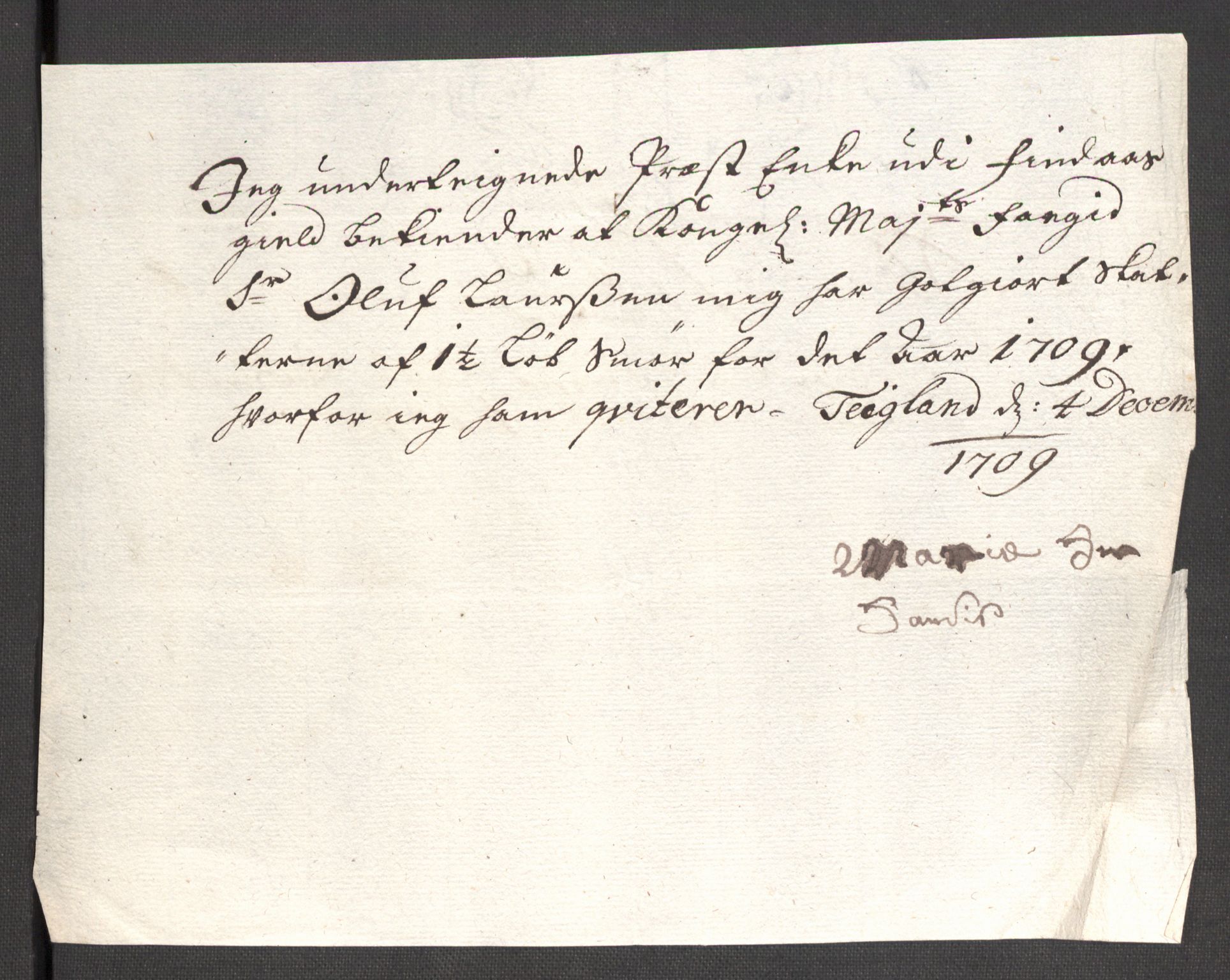 Rentekammeret inntil 1814, Reviderte regnskaper, Fogderegnskap, AV/RA-EA-4092/R48/L2986: Fogderegnskap Sunnhordland og Hardanger, 1709-1710, p. 264