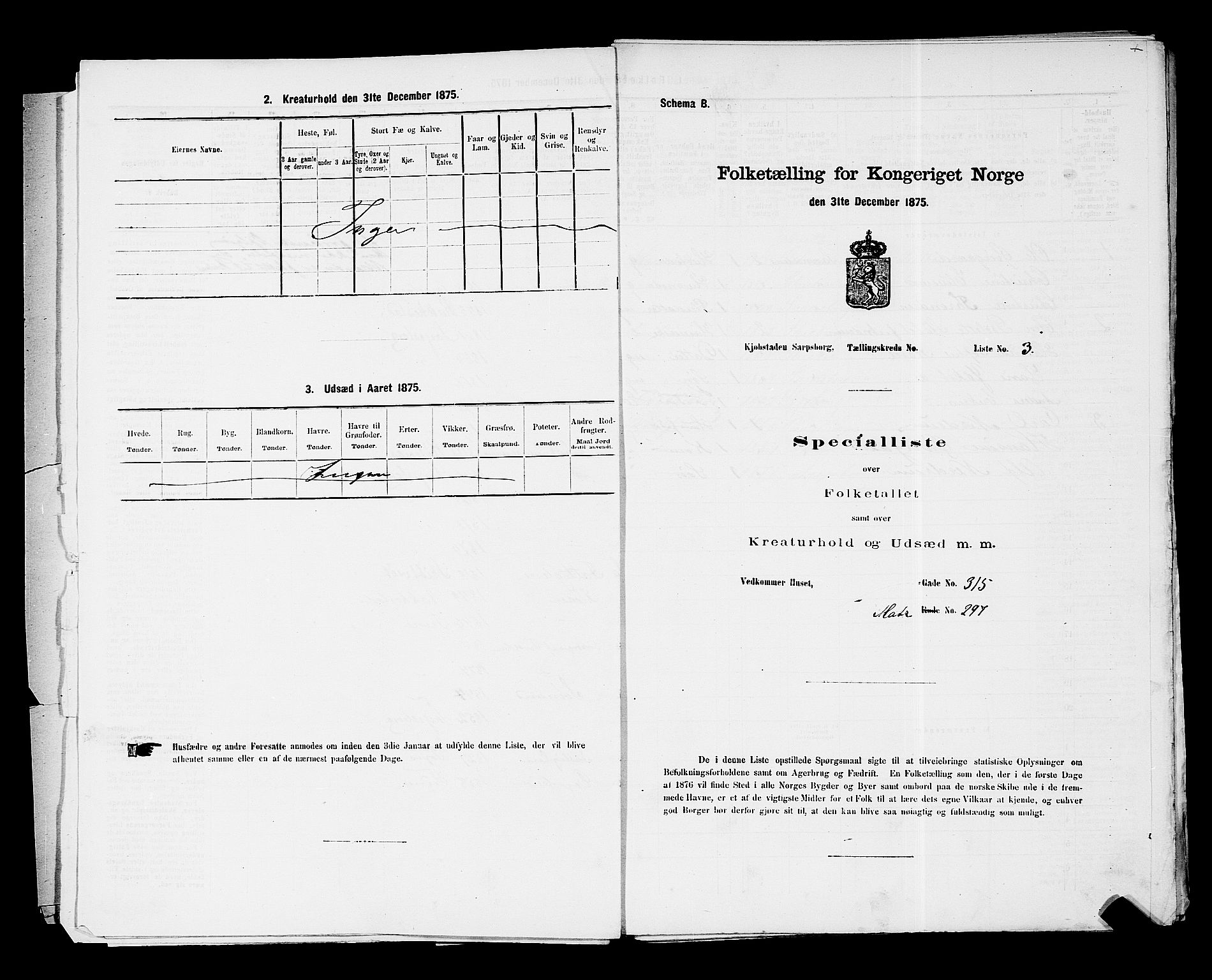 RA, 1875 census for 0102P Sarpsborg, 1875, p. 11