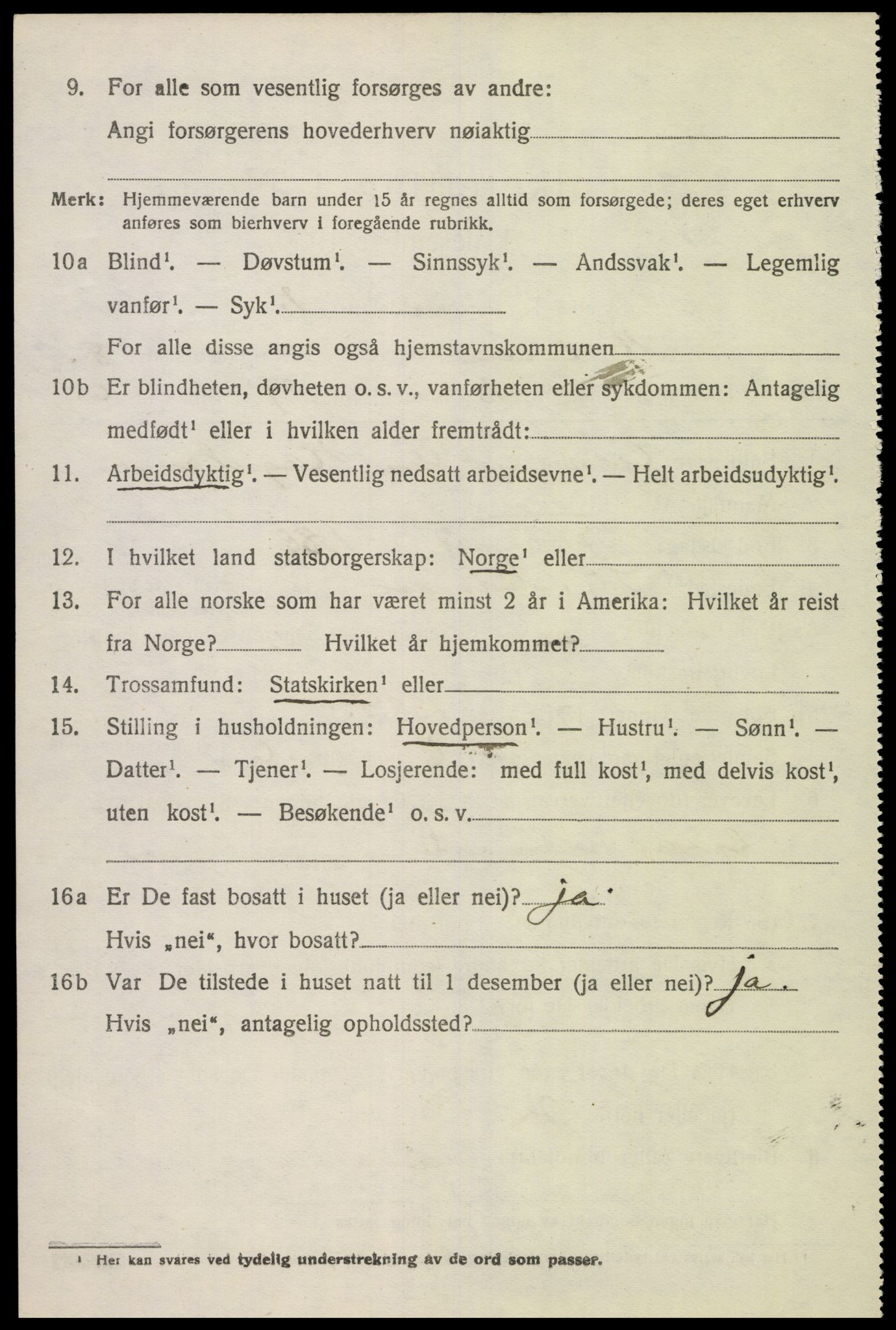 SAK, 1920 census for Holum, 1920, p. 2638