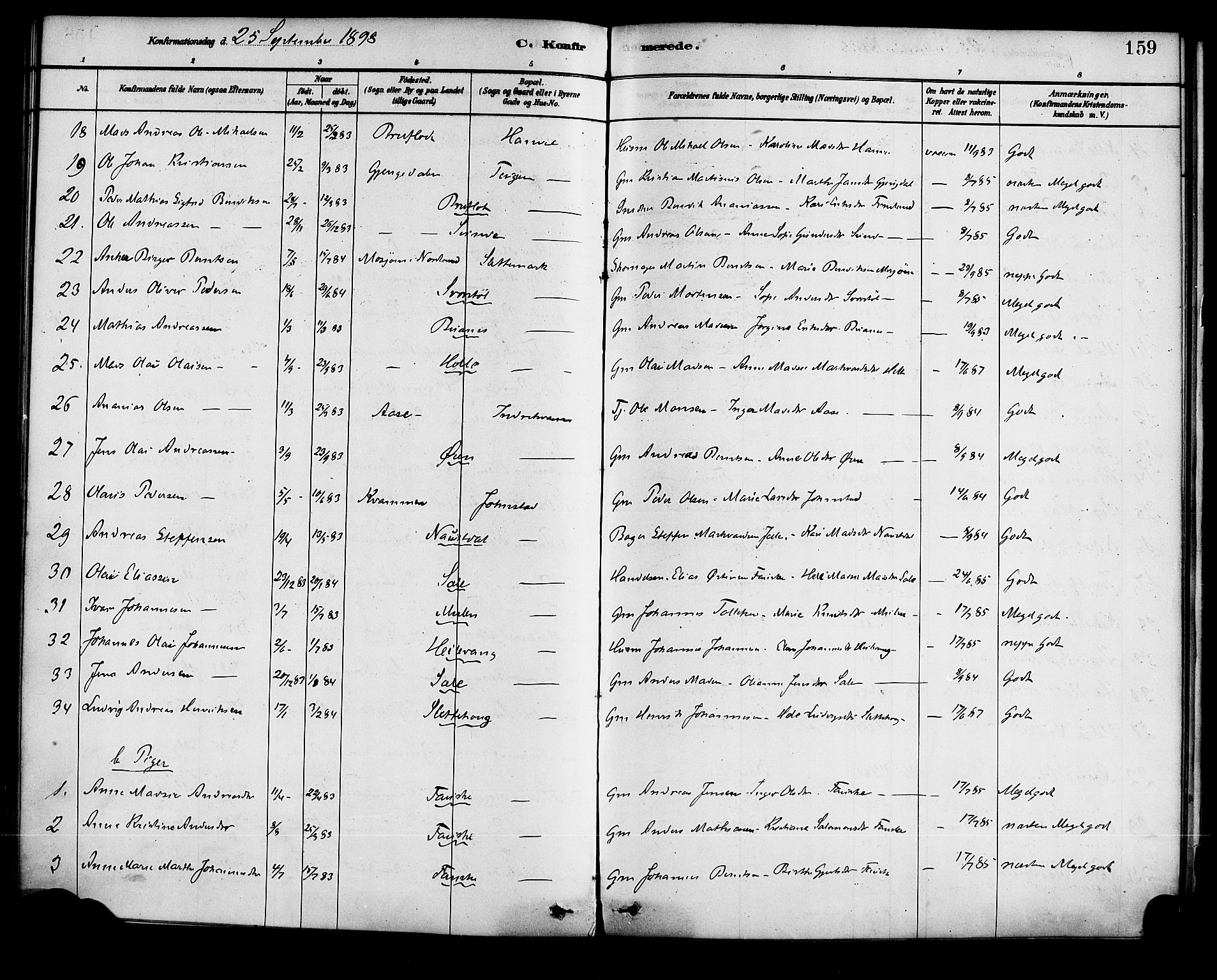 Førde sokneprestembete, SAB/A-79901/H/Haa/Haad/L0001: Parish register (official) no. D 1, 1881-1898, p. 159