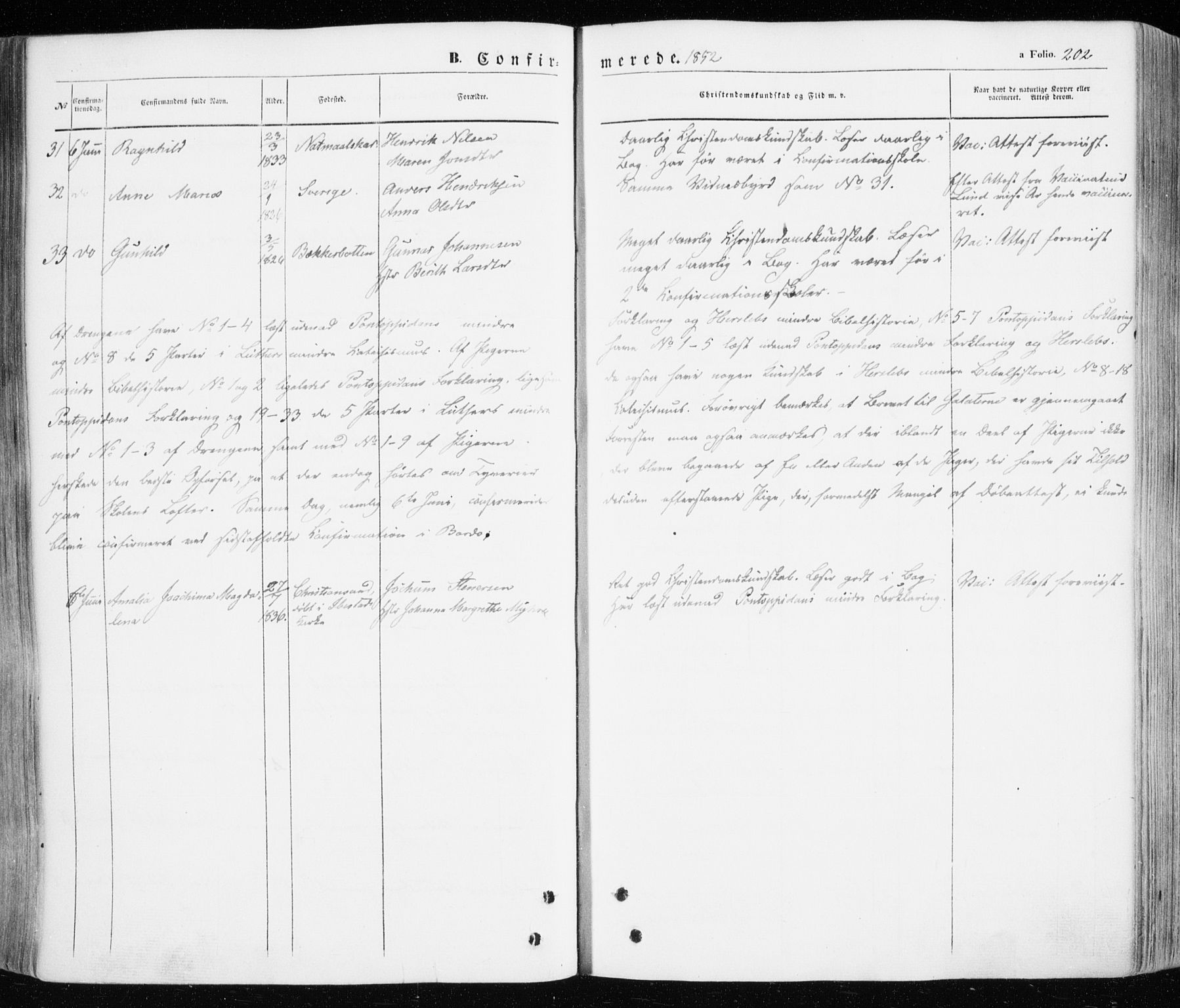 Ibestad sokneprestembete, SATØ/S-0077/H/Ha/Haa/L0008kirke: Parish register (official) no. 8, 1850-1859, p. 202