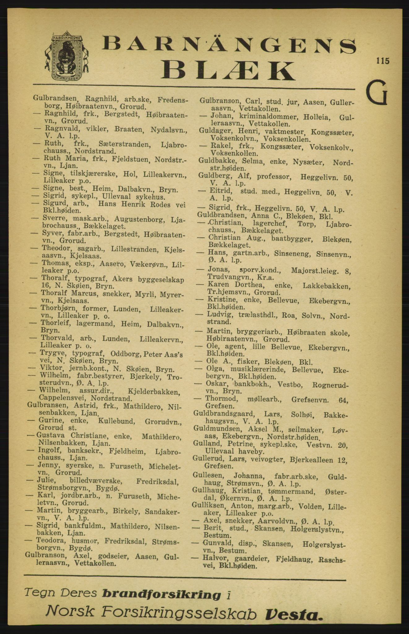 Aker adressebok/adressekalender, PUBL/001/A/003: Akers adressekalender, 1924-1925, p. 115